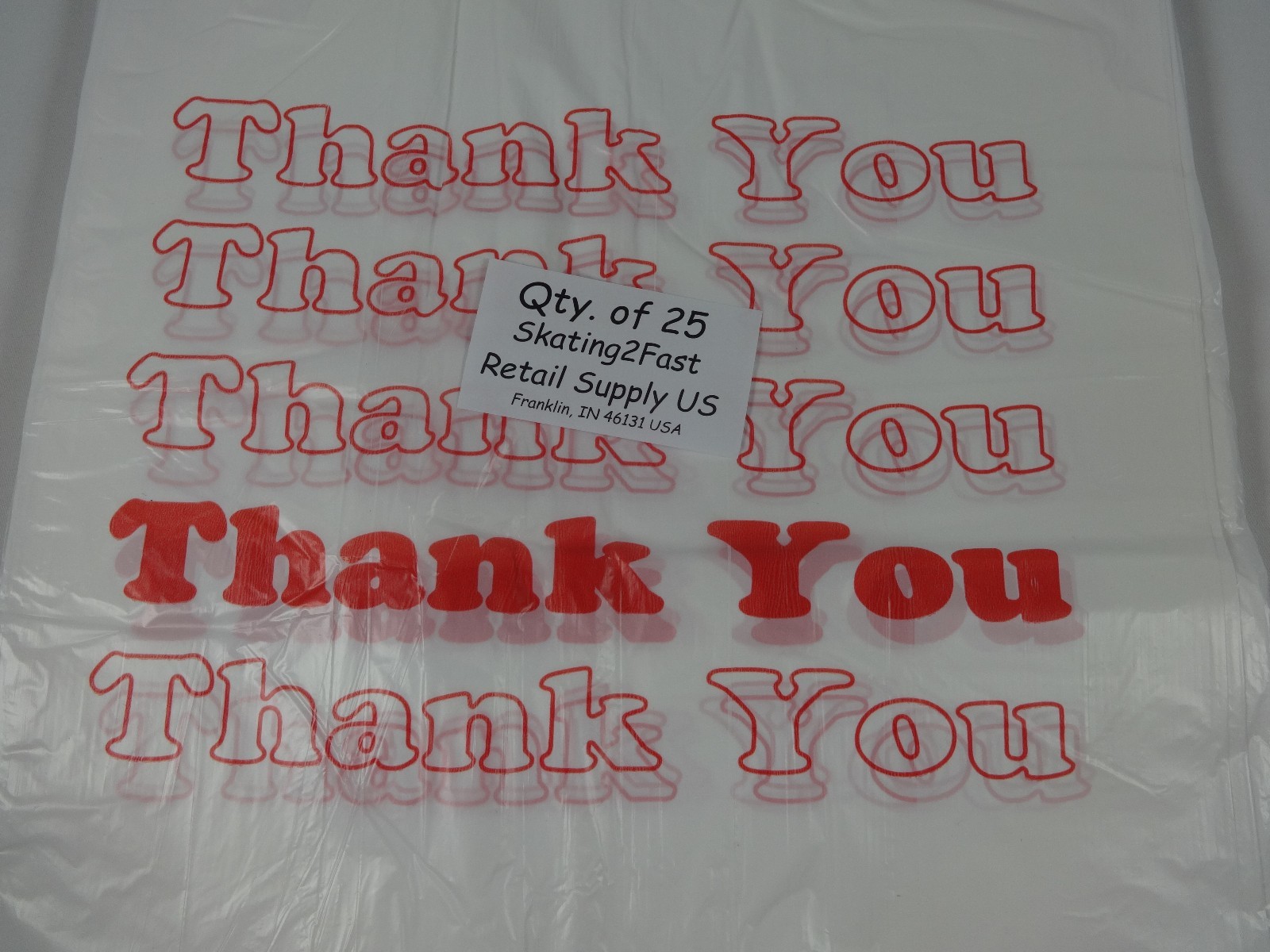 THANK YOU T-Shirt Bags 11.5″ x 6″ x 21″ Clear Plastic Retail Shopping
