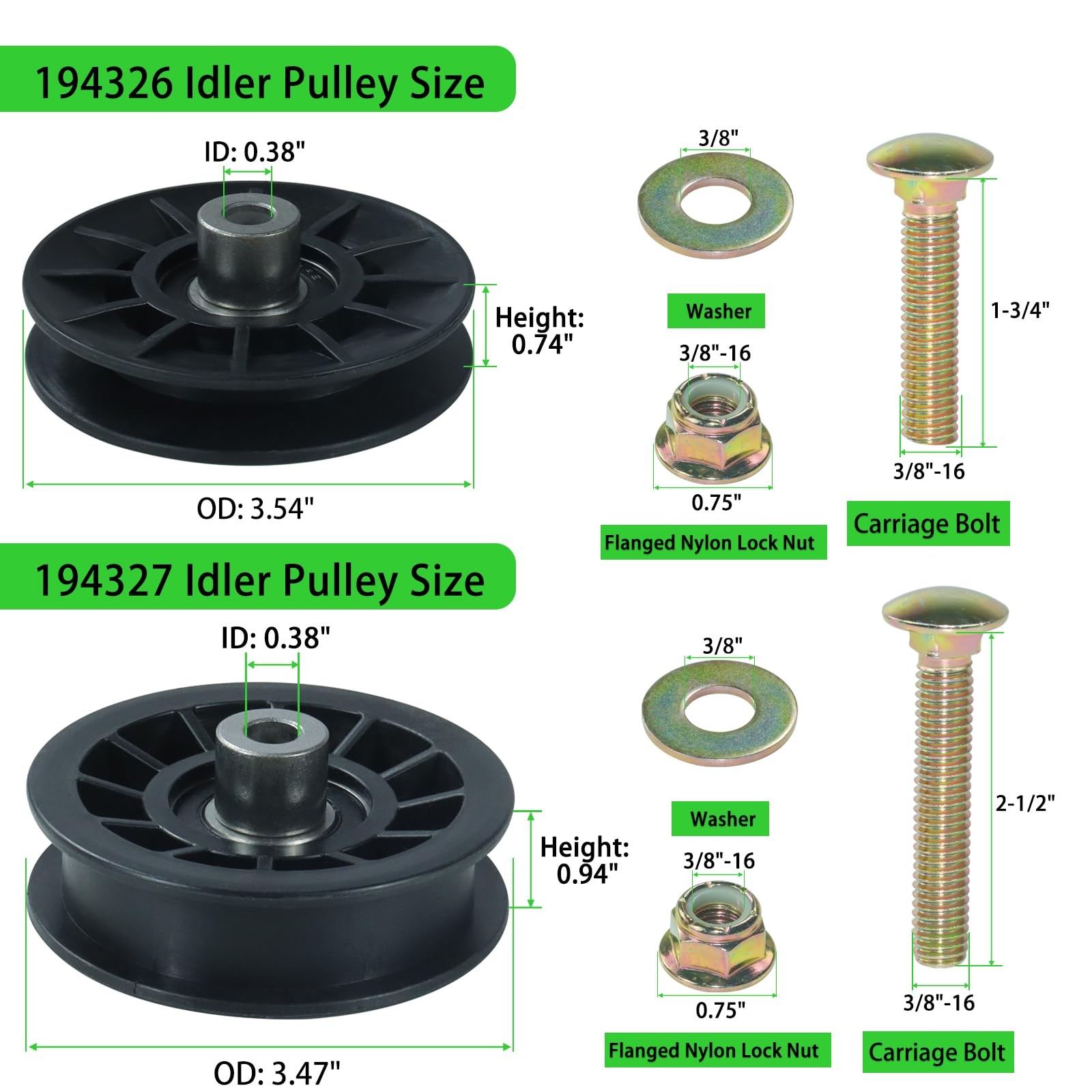 NICHEFLAG 2 Pack 532194326 Idler Pulley with A28 2×532194326+1×532194327