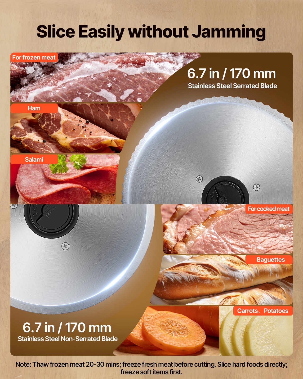 VEVOR Meat Slicer Electric Deli Slicer Machine 150W 6.7 in Sharp Blade for Home