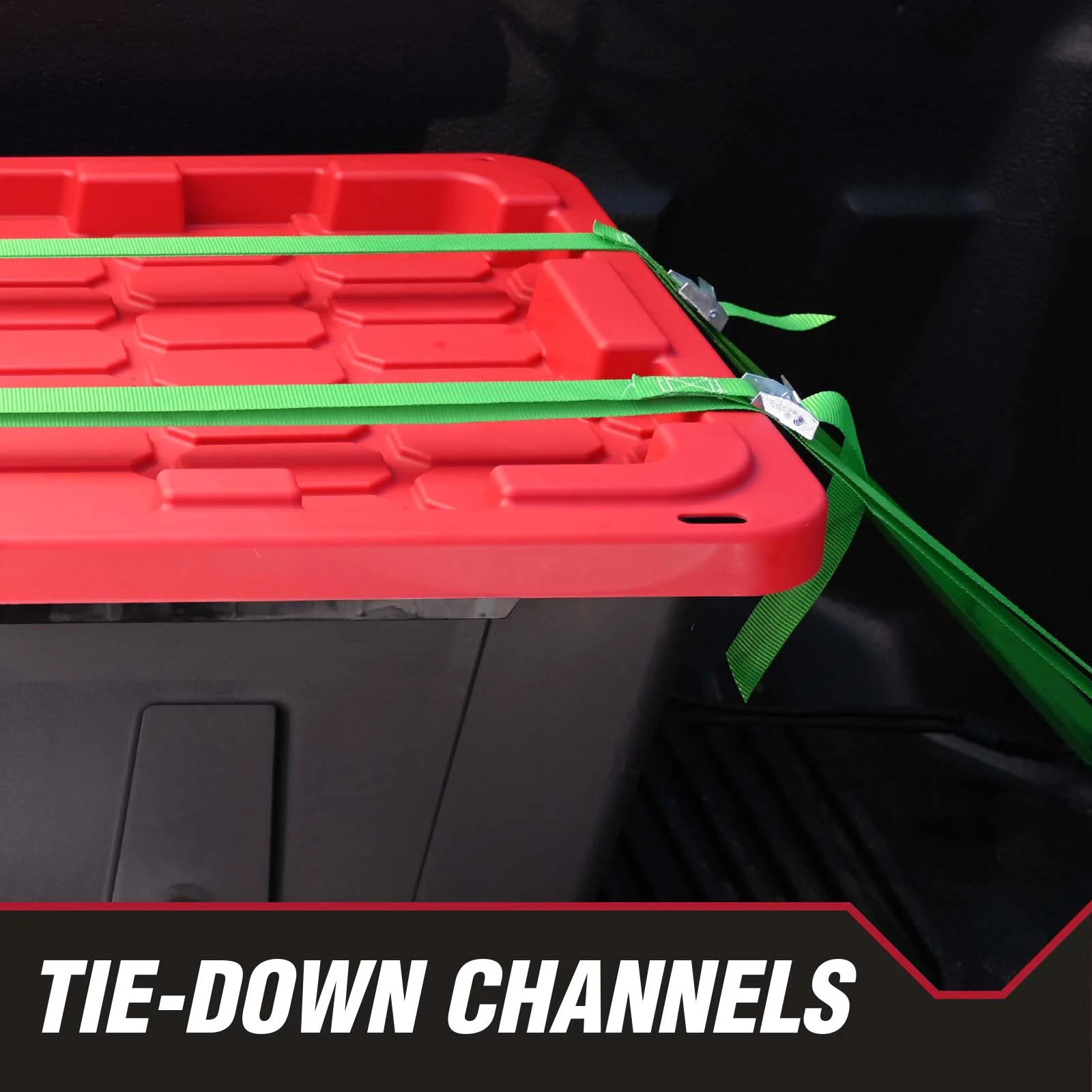 Hyper Tough 27Gal Storage Bin 4-Pack Black/Red Heavy Duty Plastic