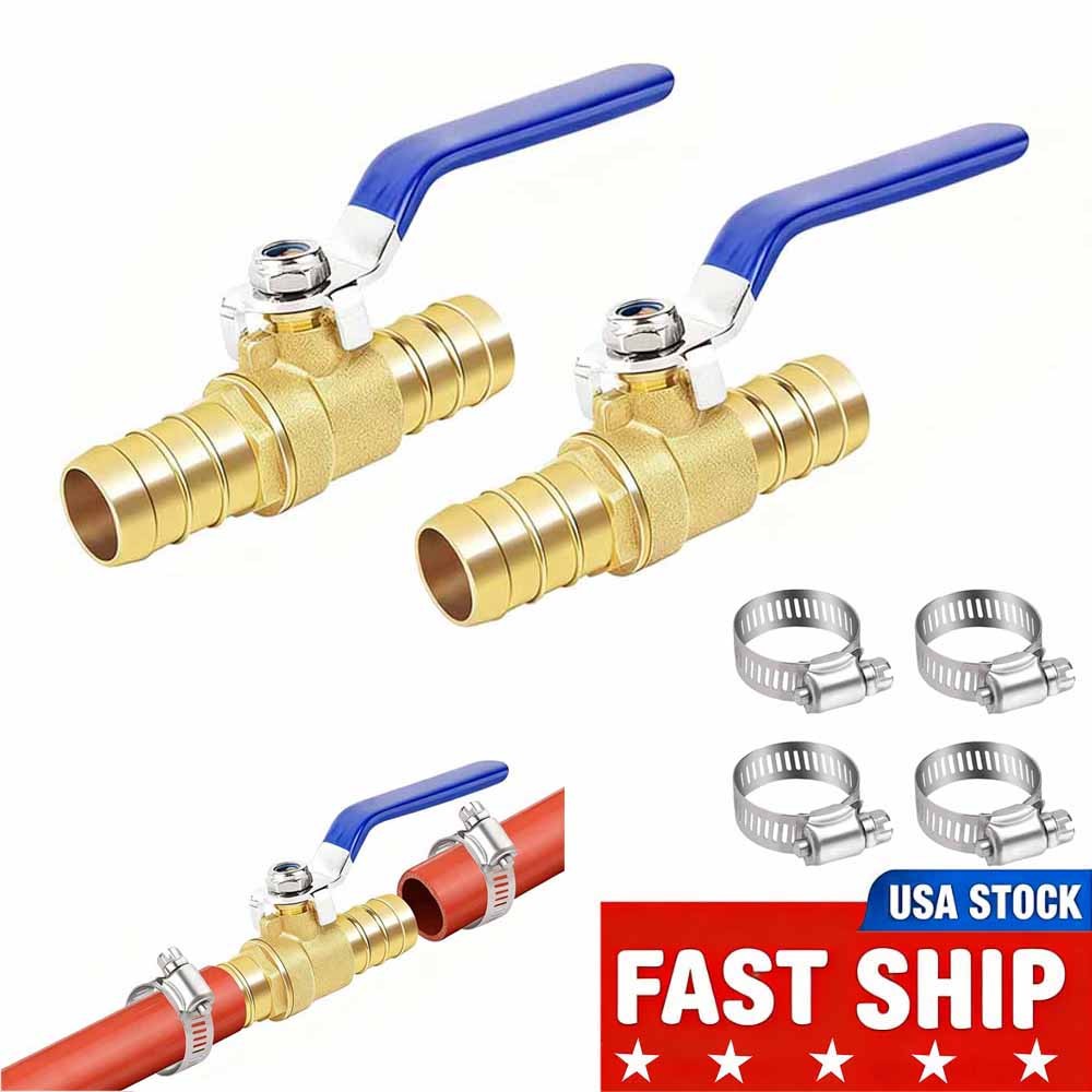 5/8″ Brass Hose Barb Ball Valve Kit Automotive Heater Hose Shut Off Valve