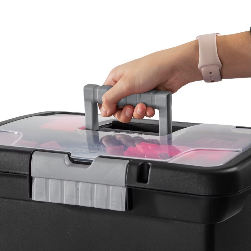 Medium Letter File Box Black: Plastic File Organizer, 8.5×11 Inch Storage Bin