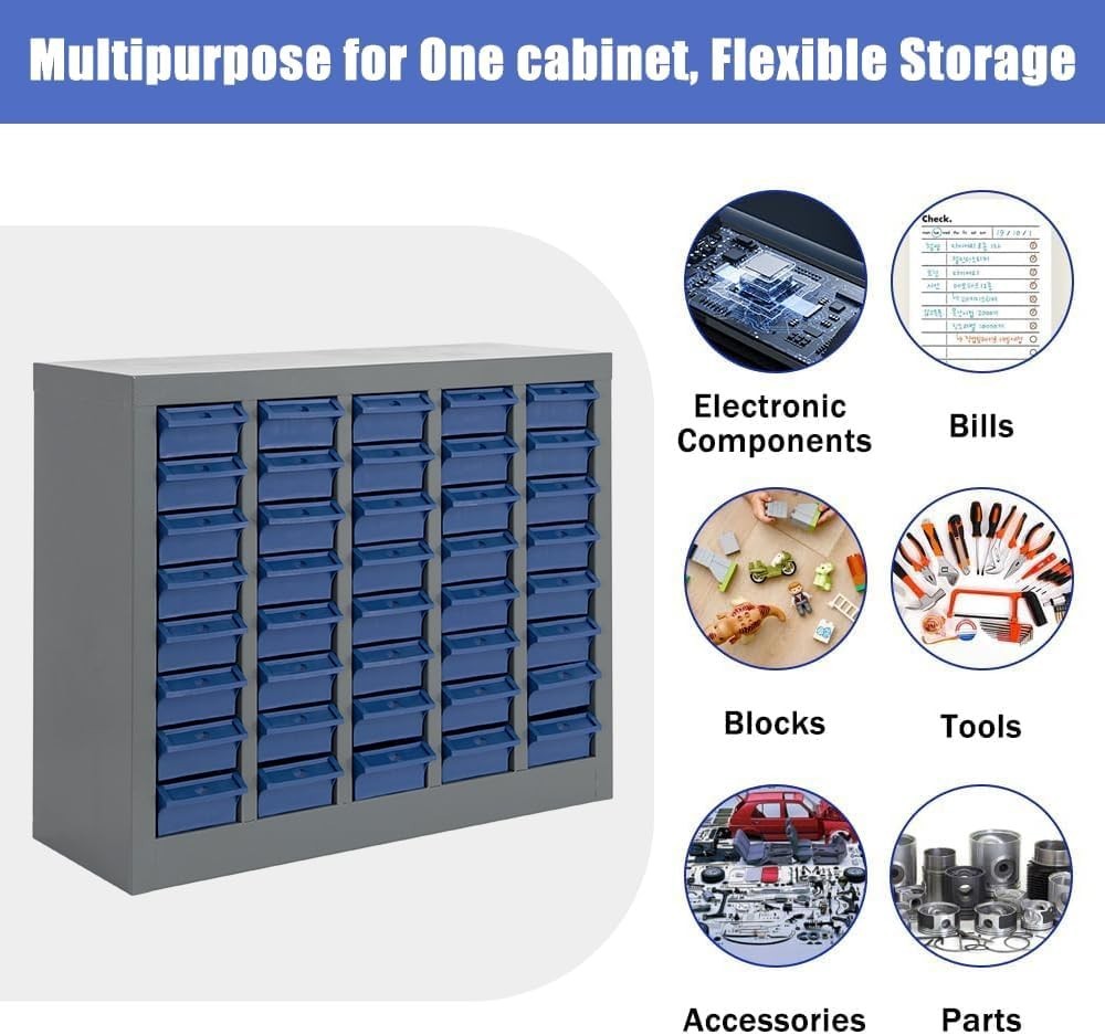 40 Drawers Parts Cabinet, Bolt & Nut Storage, Hardware Tool Organization Shelves