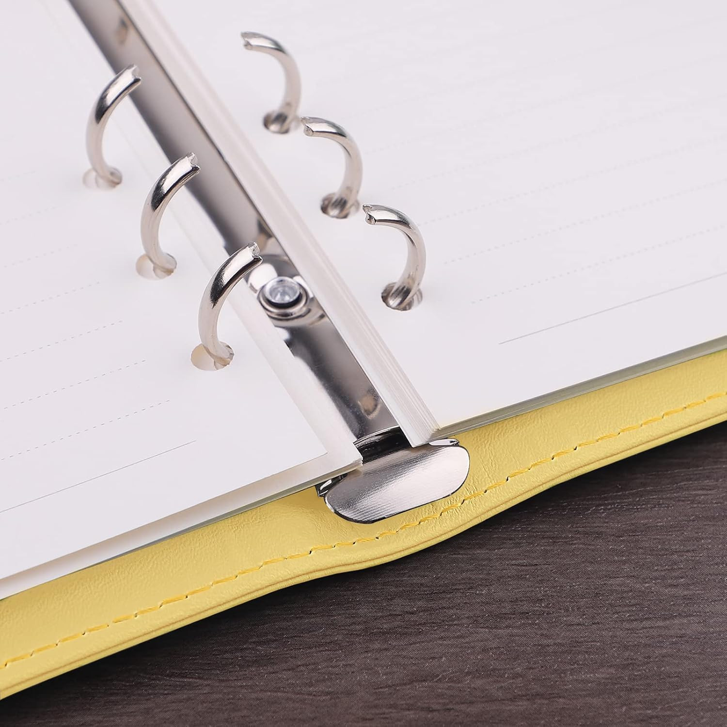 A6 Binder 6 Ring Refillable Notebook Planner Cover for A6 Refill Paper, PU Leath