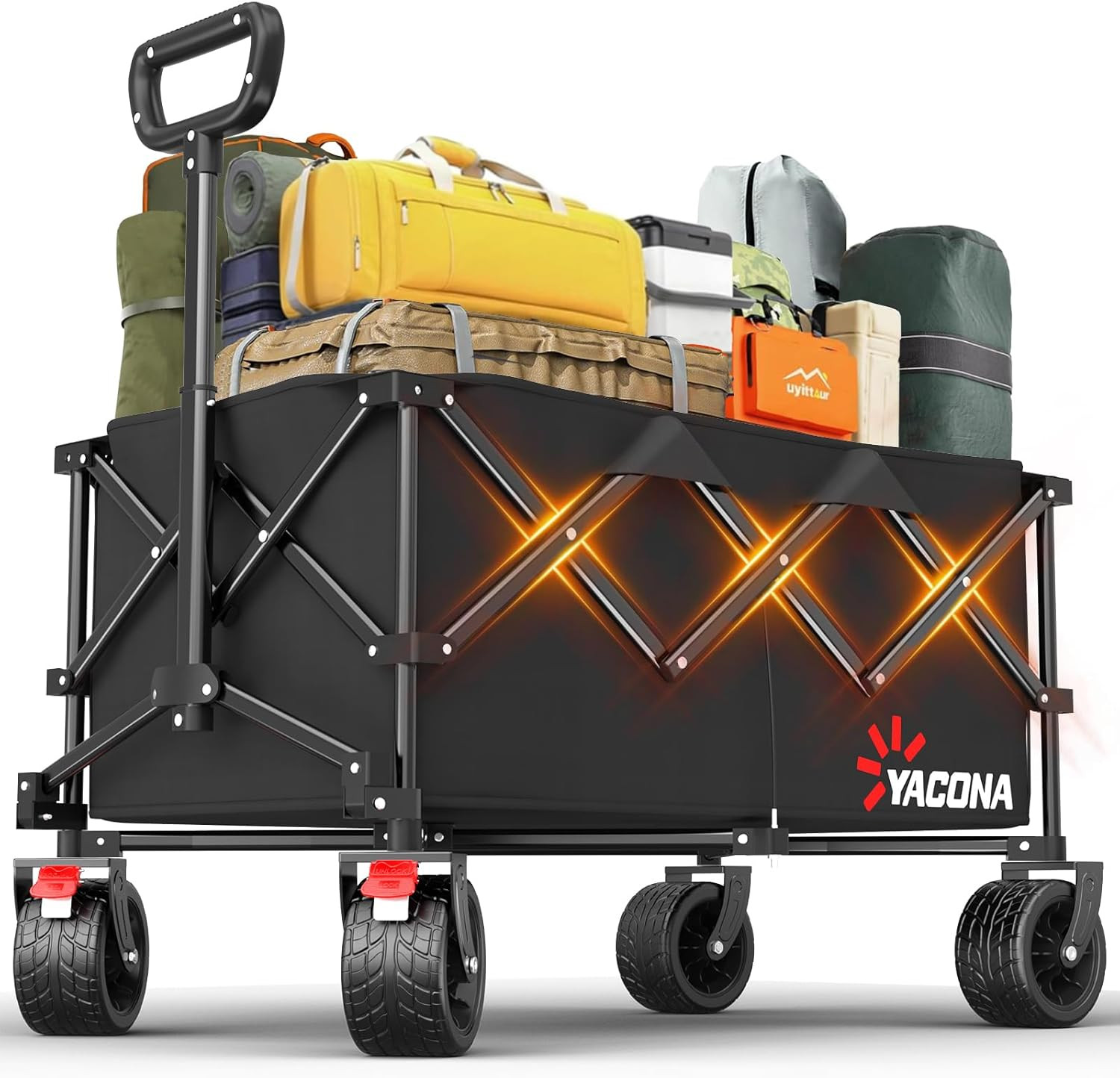 Wagons Carts Foldable, Lightweight Portable Utility Shopping Cart with Wheels,