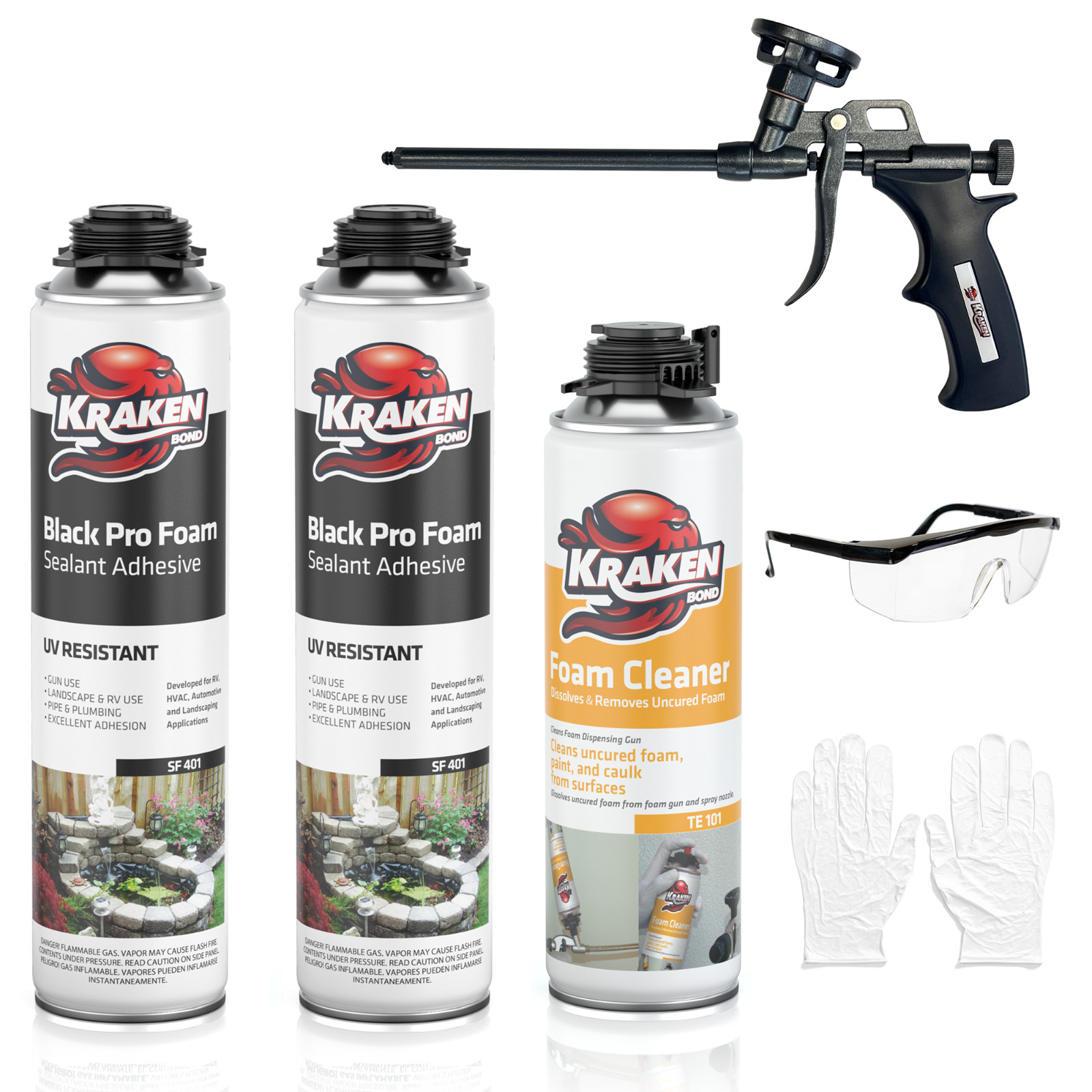 Kraken Bond Black Gun Foam 24oz 2 Pack Waterfall Landscape – Gun Included Set