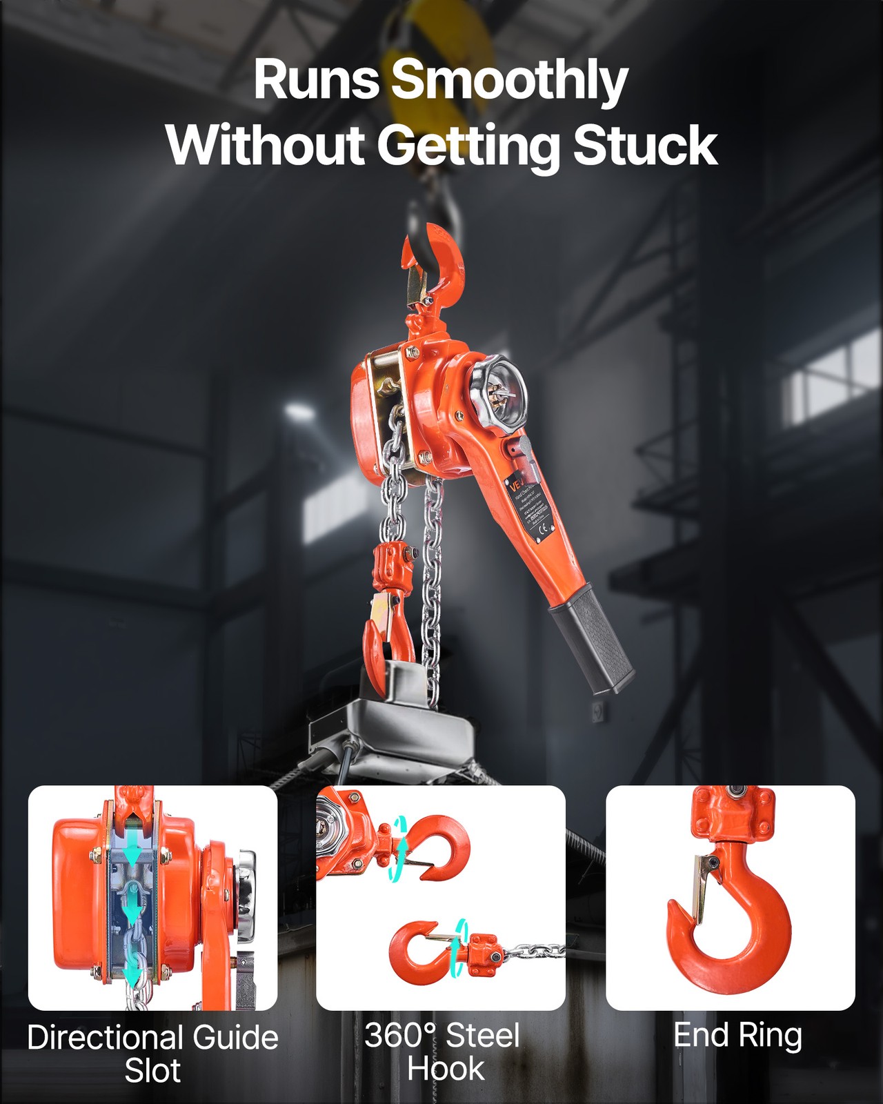 VEVOR Manual Lever Chain Hoist 3/4T 1650lbs 10ft Lift Alloy Steel for Warehouse