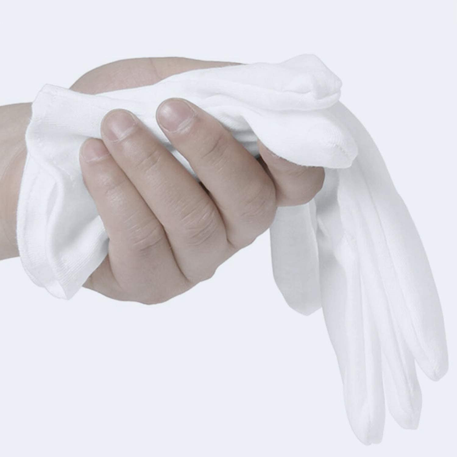 3 Pairs White Cotton Gloves for Dry Hands Eczema SPA Moisturizing – Work Glove L