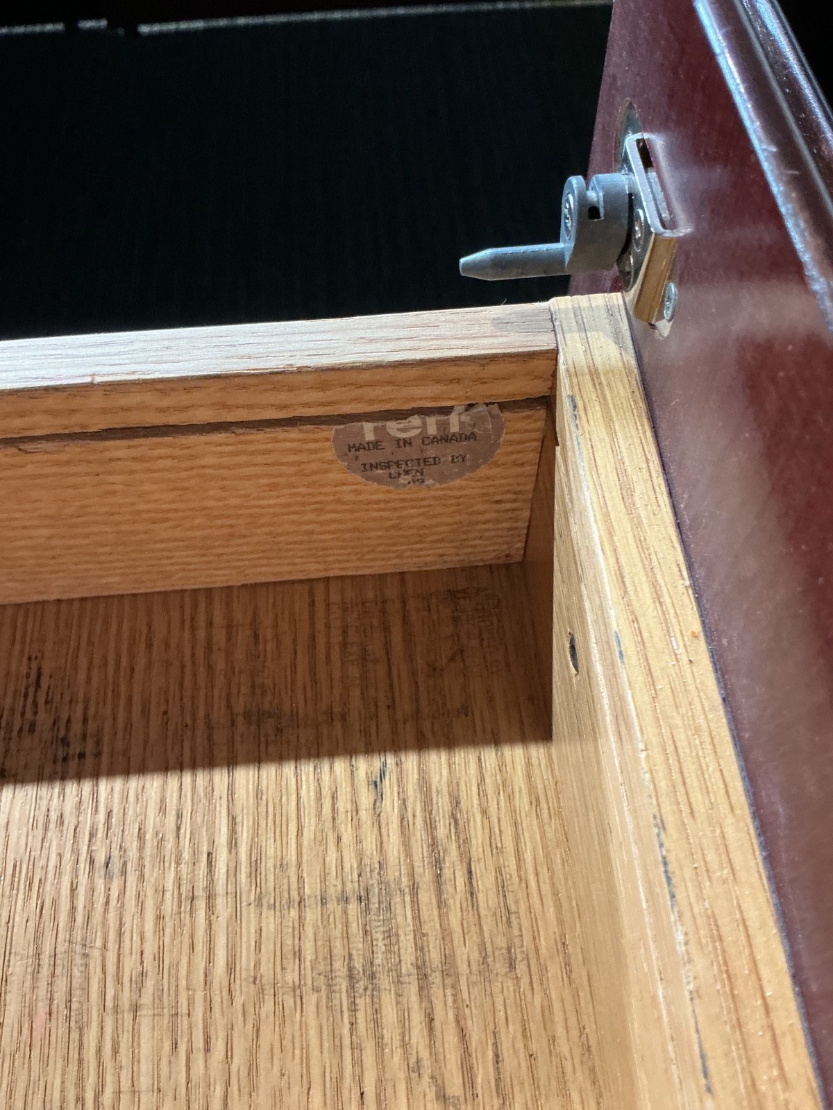 Right Hand L Shape in Mahogany Finish by Reff / 63” x 7’