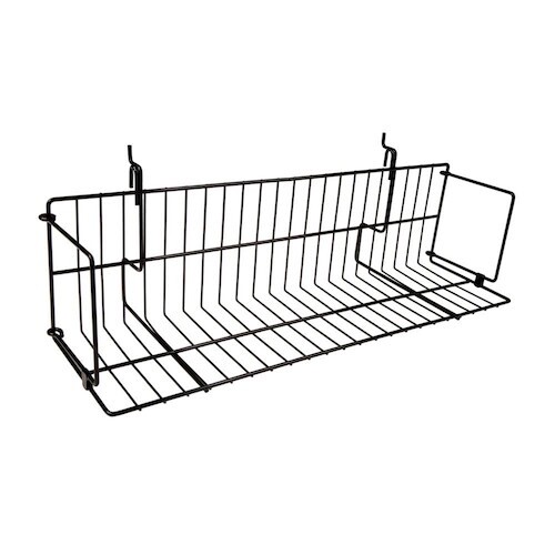 24″ Wide Video Shelf for Slatwall, Gridwall or Pegboard -Box of 3 BLACK