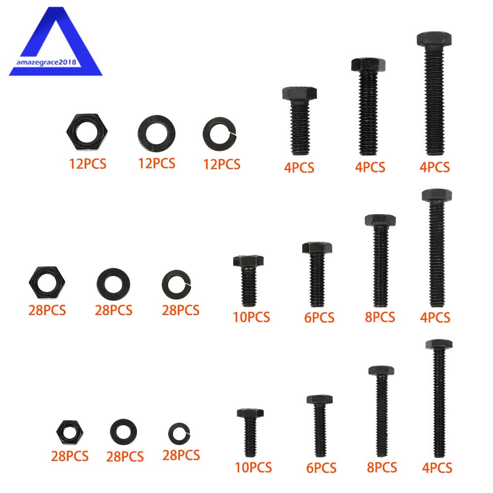 272 Pack 3/8″ 1/4″ 5/16″ Bolts Nuts and Washer Assortment Kits Carbon Steel