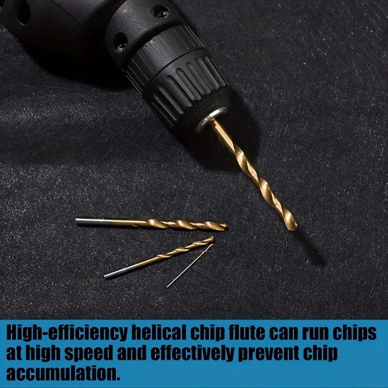 13Pcs HSS Titanium Coated Twist Drill Bit Set 1.5-6.5mm Hex Shank For wood Metal