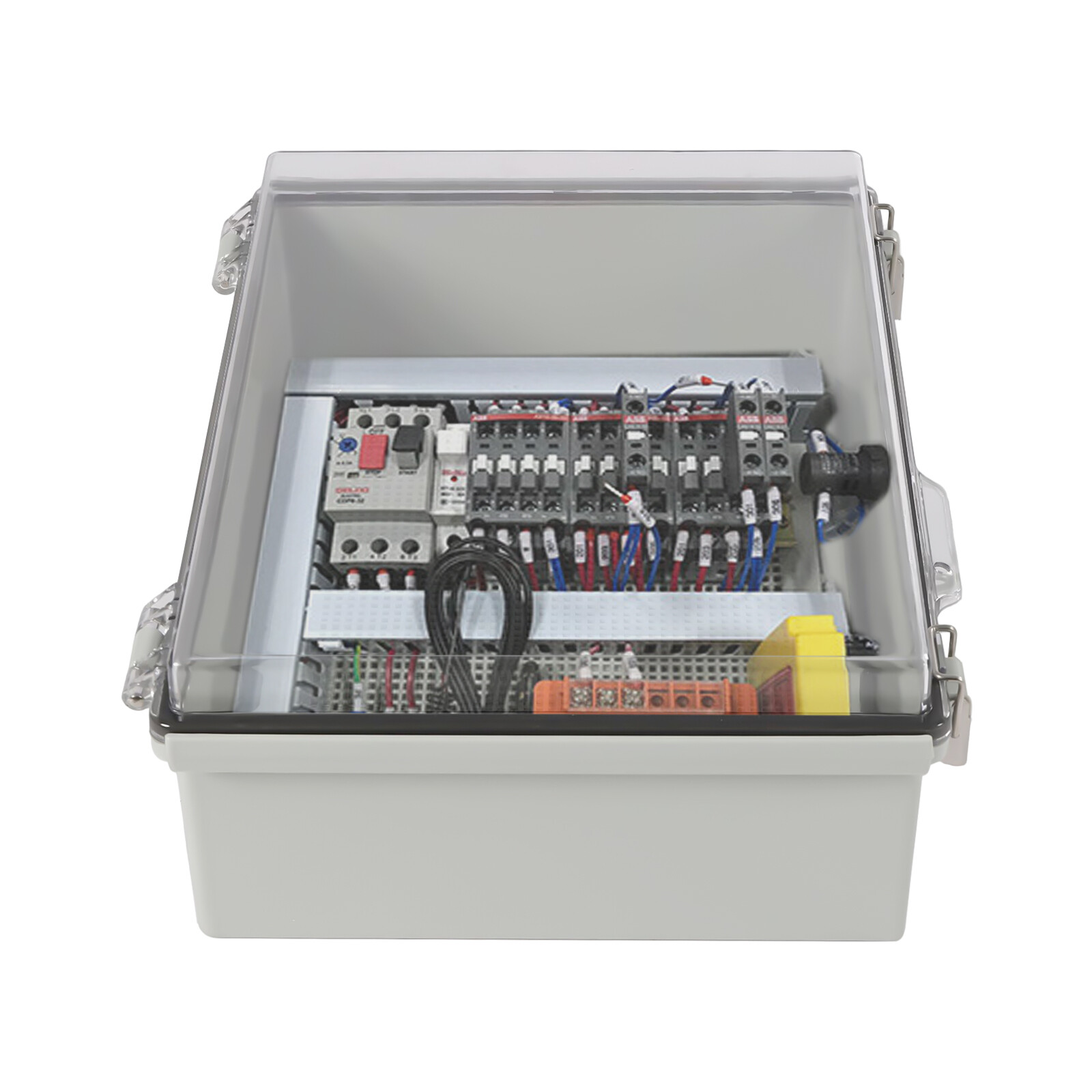 Wall Mount Hinged Cover Junction Box with Stainless Steel Latch and Clear Lid