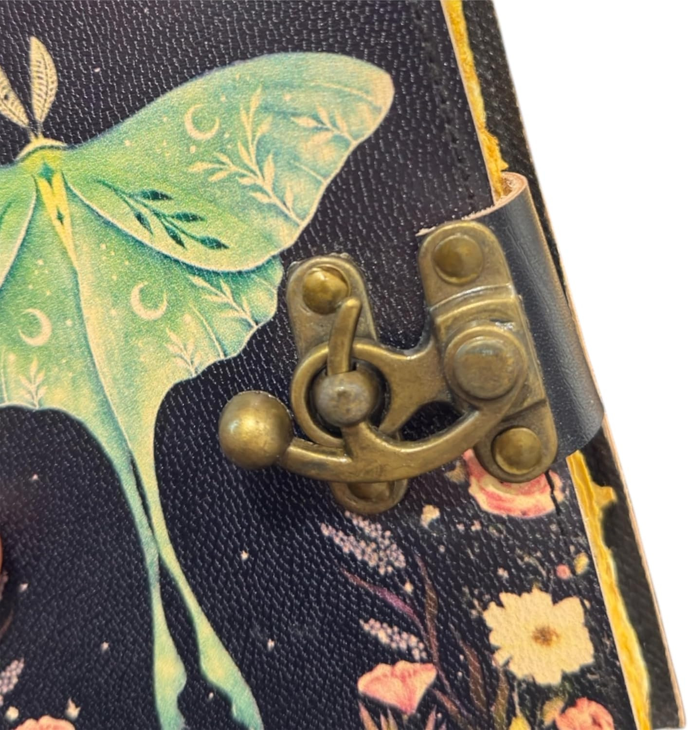Spell Book of Shadows Journal with Lock Clasp Vintage Handmade Leather Luna Moth