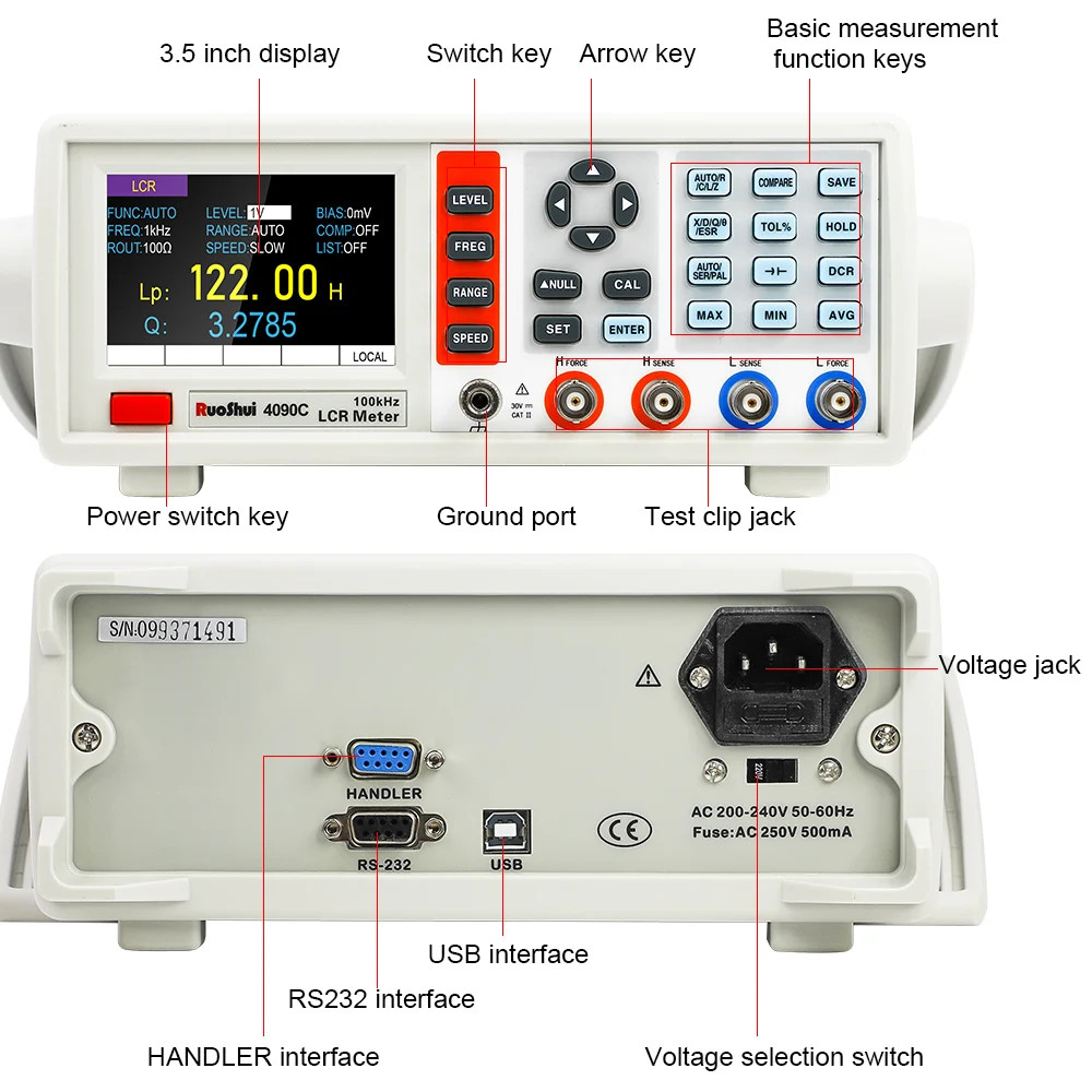 Digital LCR Meter Capacitance Resistance Impedance Inductance Measure Instrument