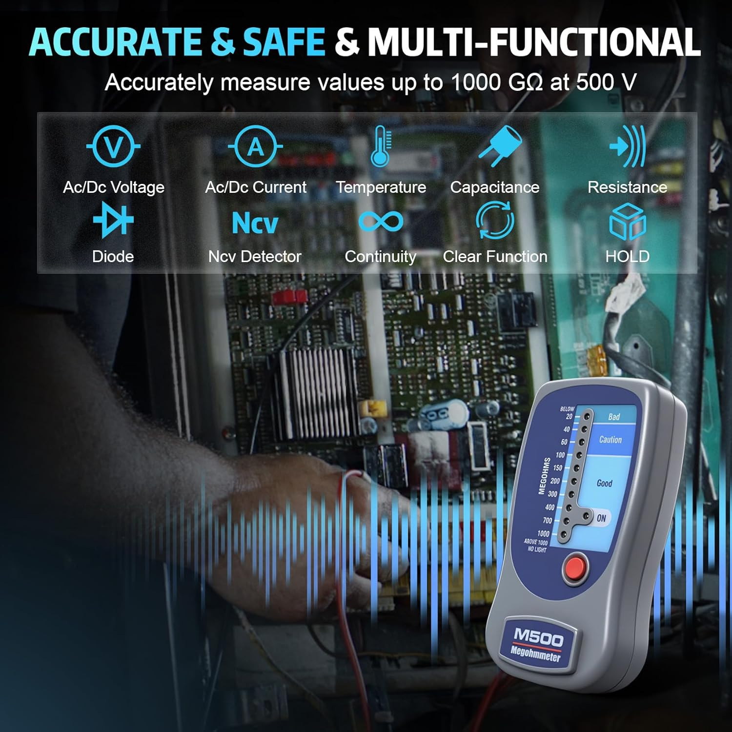 M500 Megohmmeter Compatible with Supco, 1000 Megohms for HVAC Testing | Compatib