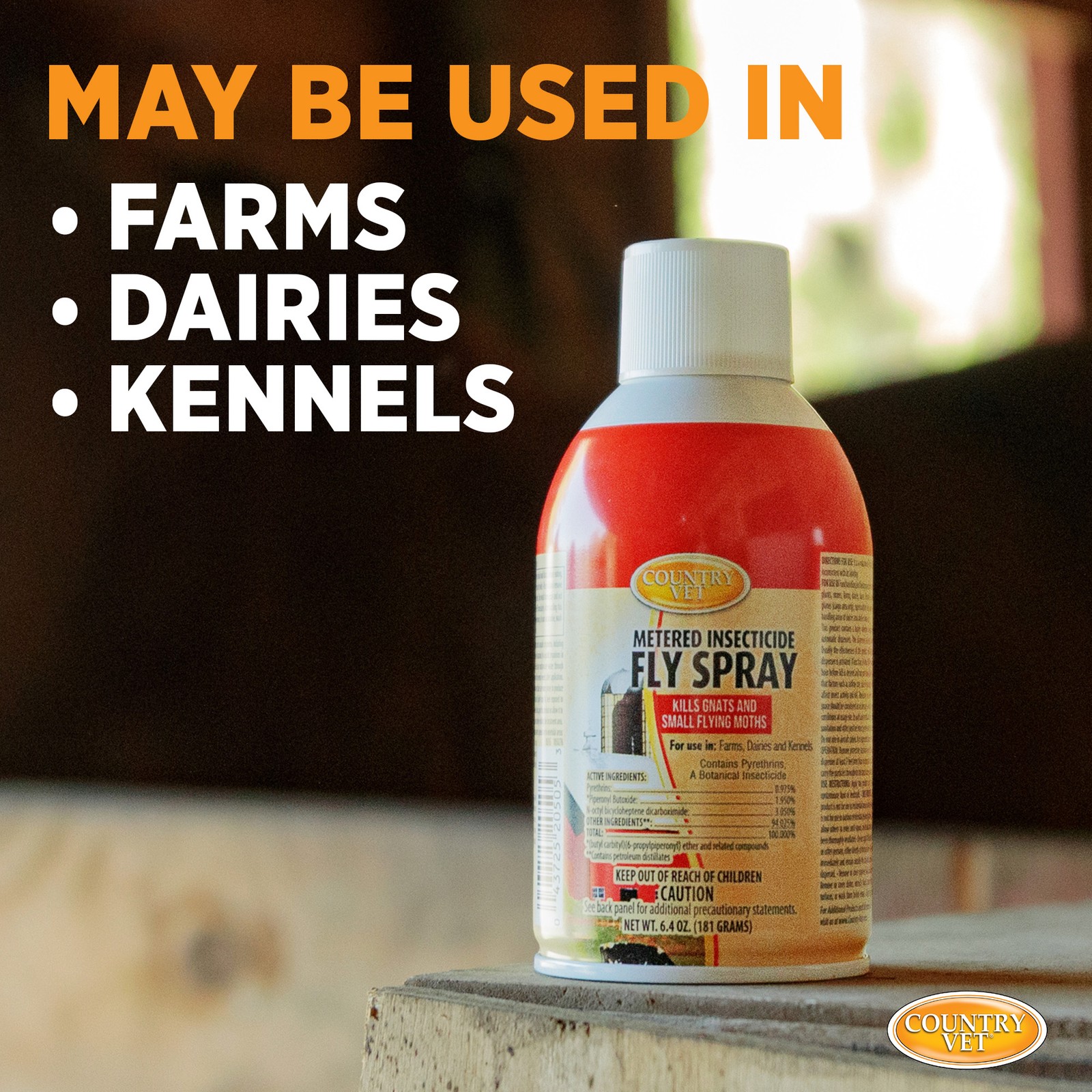 Country Vet Metered Insecticide Fly Spray – 6.4 oz (Case of 12) – 342050CVA –