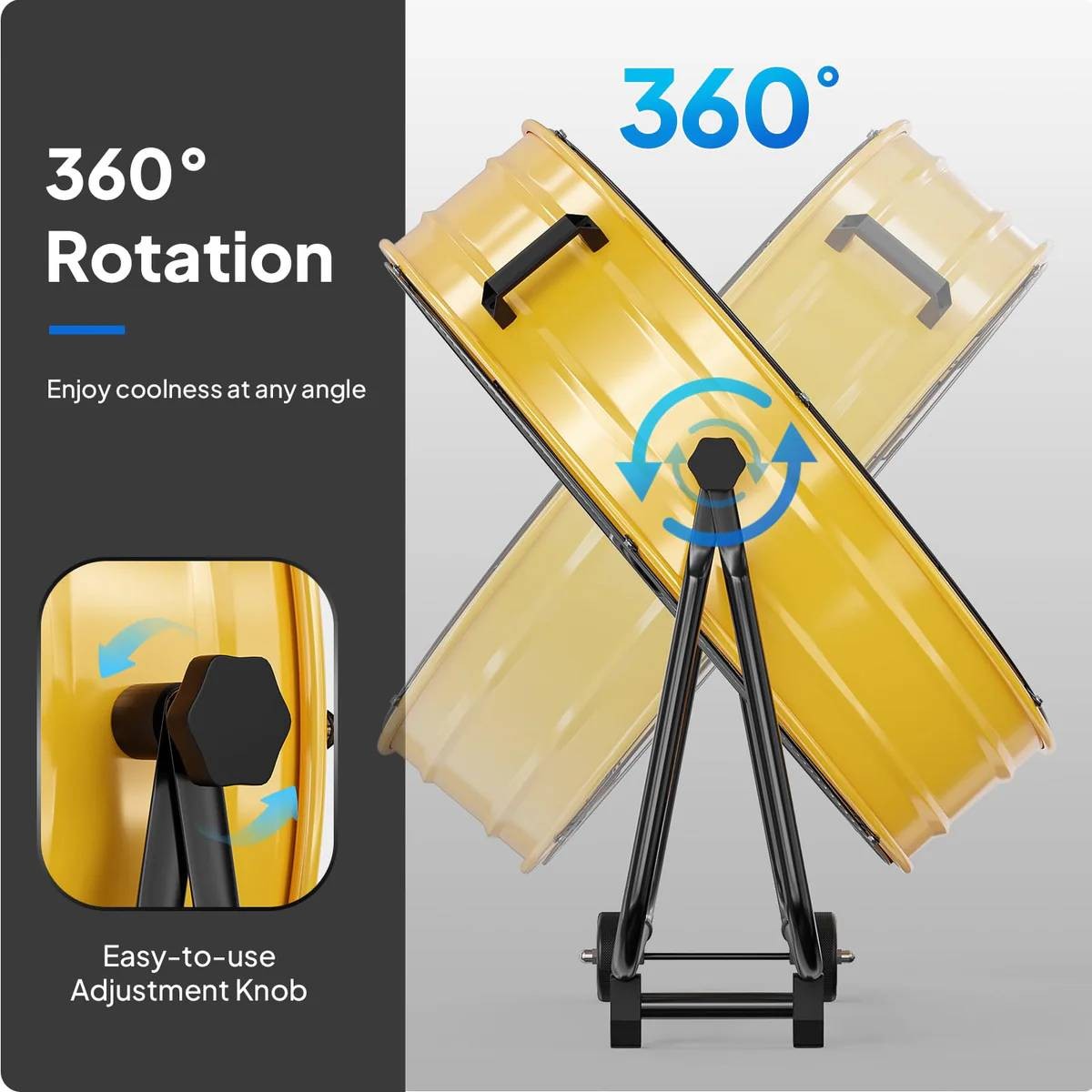 30» Industrial Free Stand Floor Fan 3 Speeds High Velocity 13,000 CFM Yellow