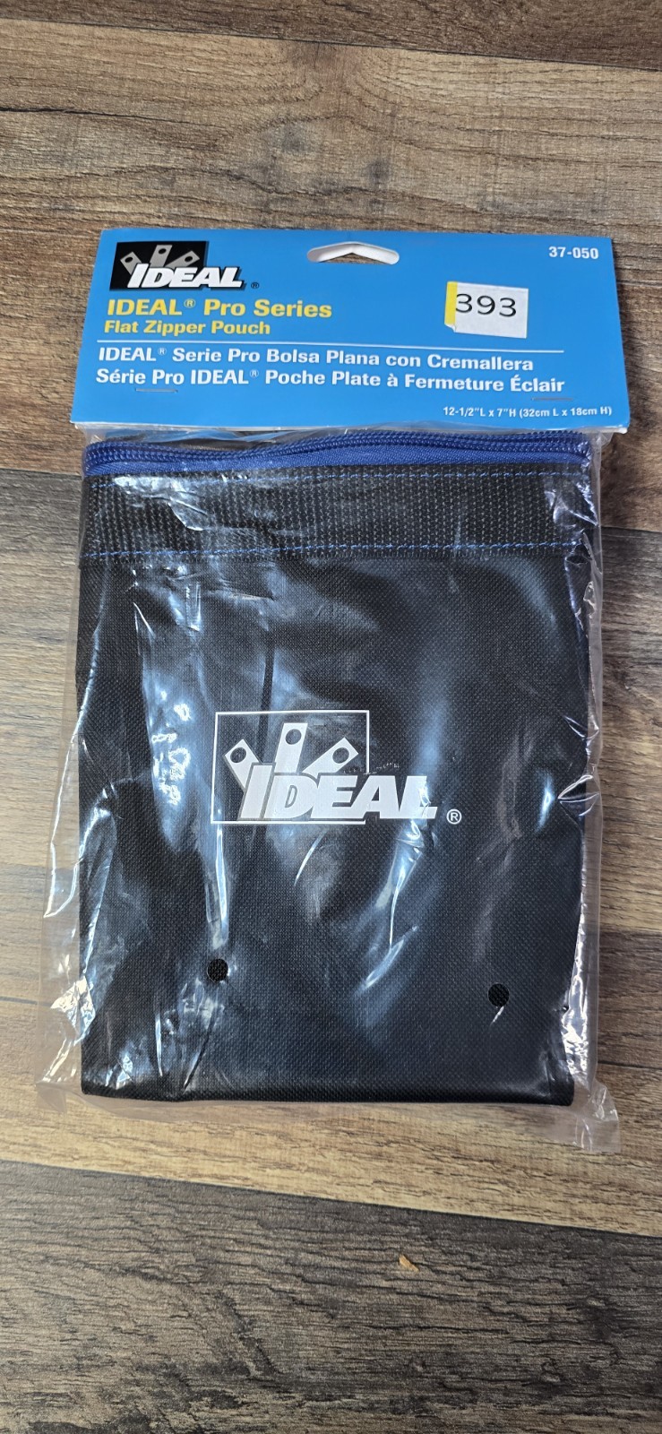 IDEAL 37-050 PRO Series Flat Zipper Pouch 12.5″ X 7″ X 0.5″ Black w Blue New