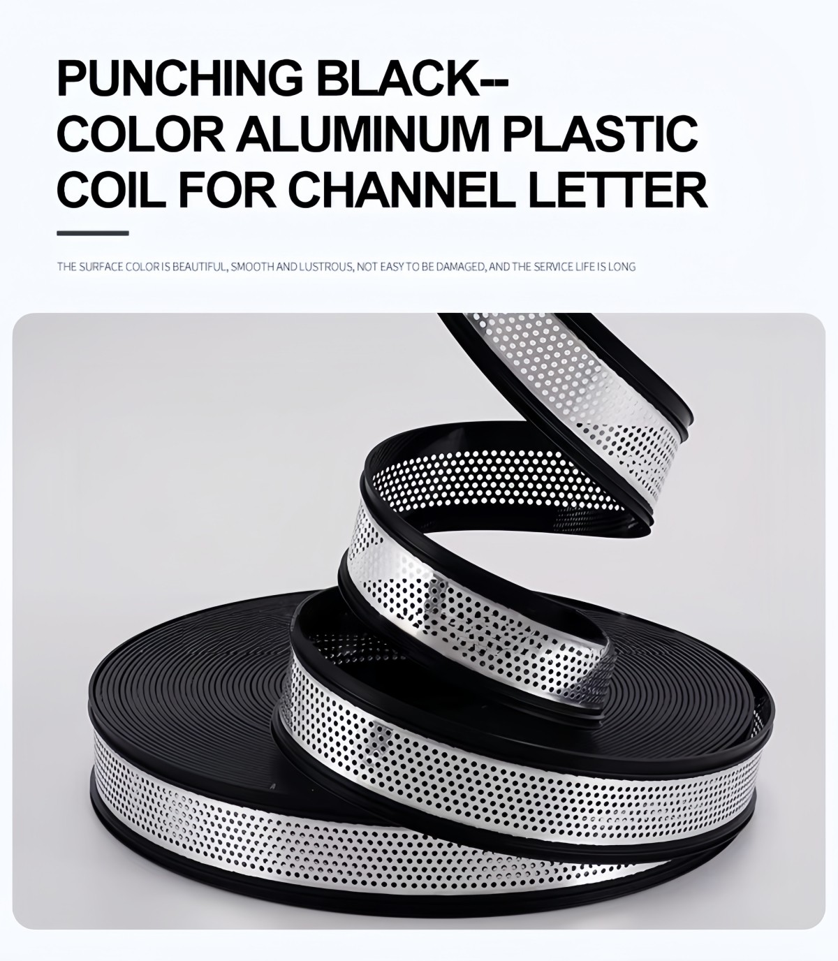 Double-Hemmed Aluminum-Plastic Letter Edge Trim for 3D Sign Letters 108″ / Roll