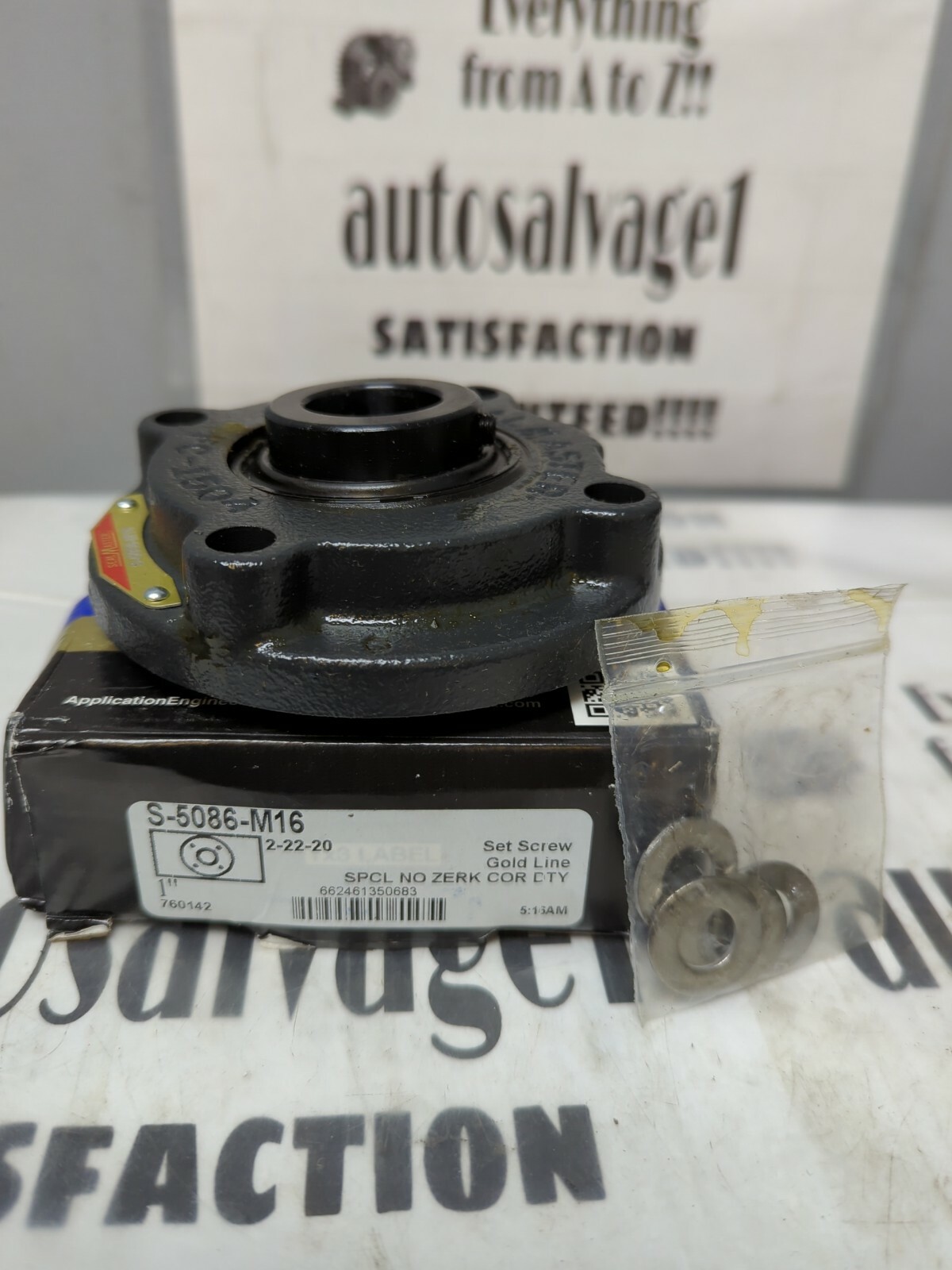 SEALMASTER,S-5086-M16,FLANGE MOUNT BEARING 4-BOLT BASE 1 IN BORE NOS