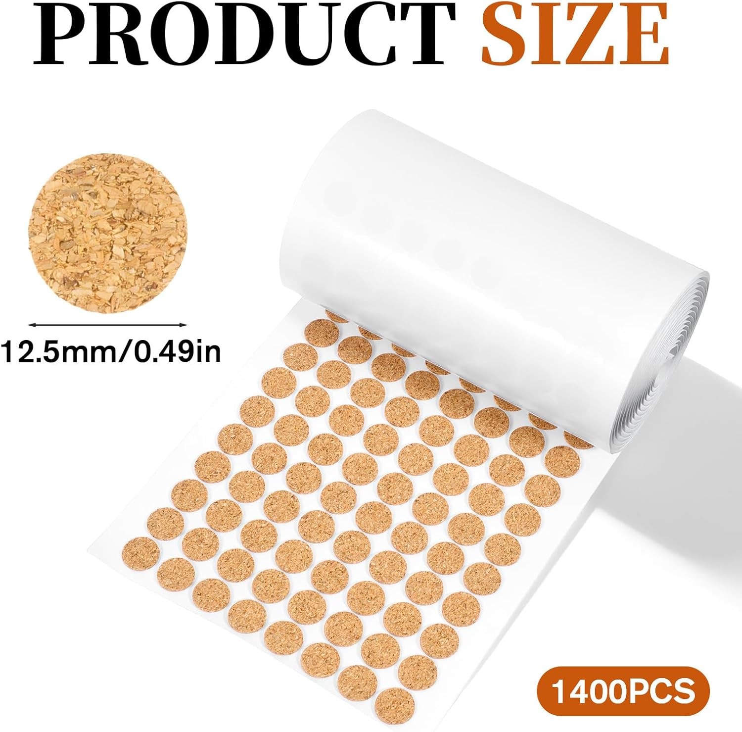 1400pc Self Adhesive Cork Circles 0.5 Inch Cabinet Door Bumper Pad Furniture Dot