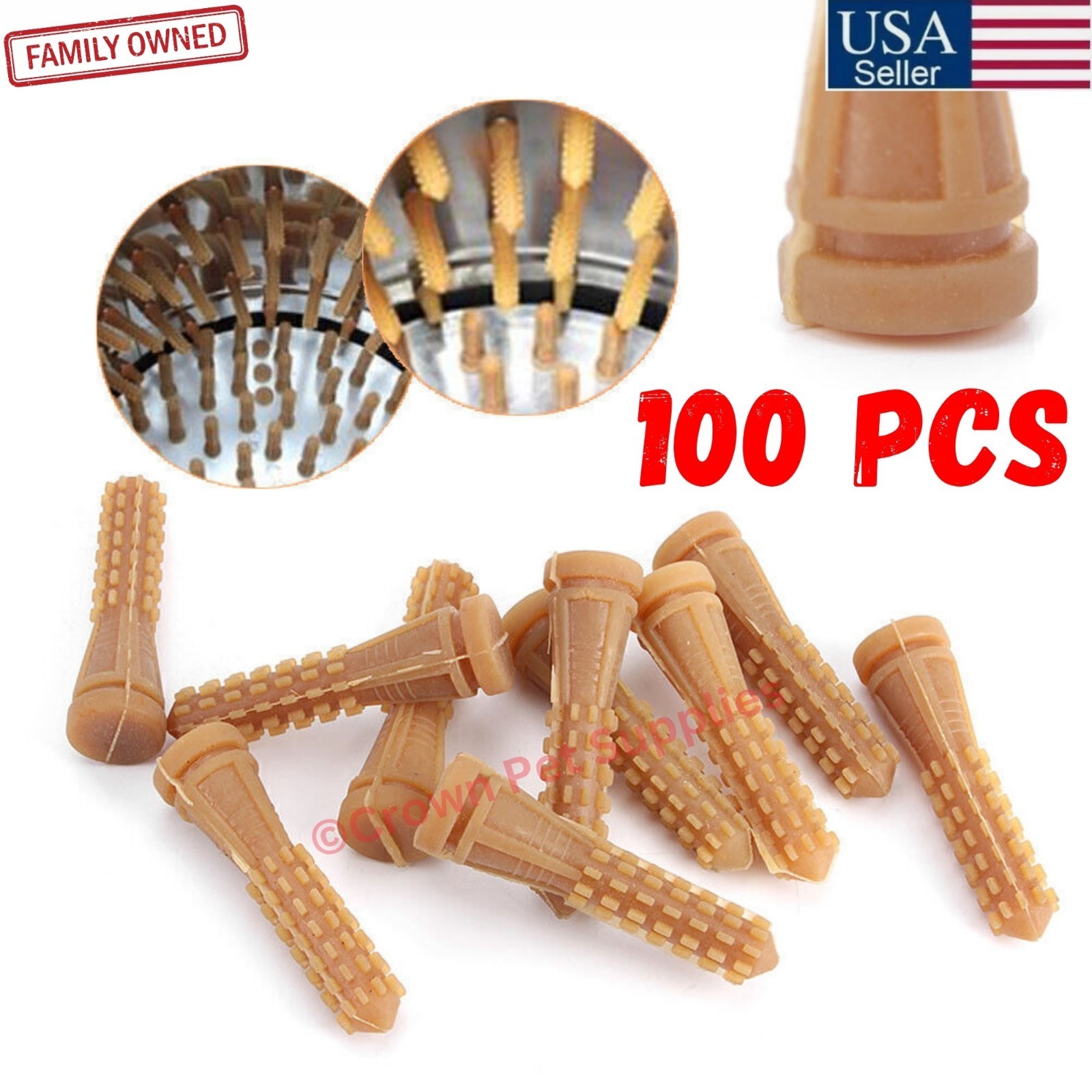 100 LARGE CROWN PRODUCTS CHICKEN PLUCKER PICKER FINGERS DUCK GOOSE TURKEY