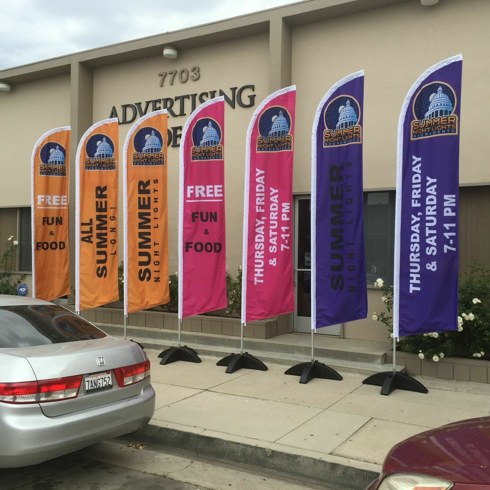 15ft Custom Single Sided Swooper Advertising Flag Feather Banner + Pole + Spike