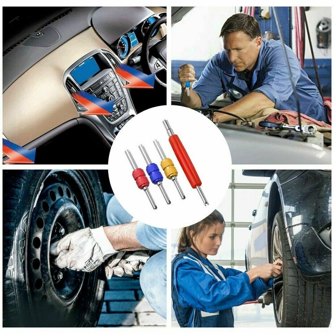 4PCS Dual Schrader Valve Core Remover Tool A/C HVAC Air Conditioning Tire Repair