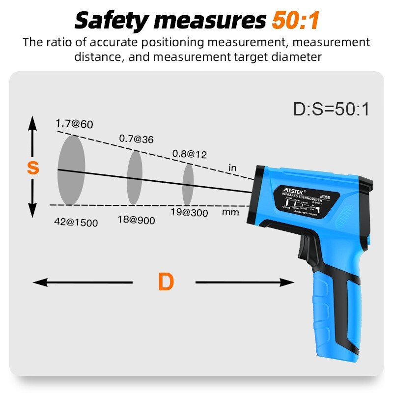 IR05B Digital Infrared Thermometer -40-2000℃ High Temparature Meter 50:1 D:S