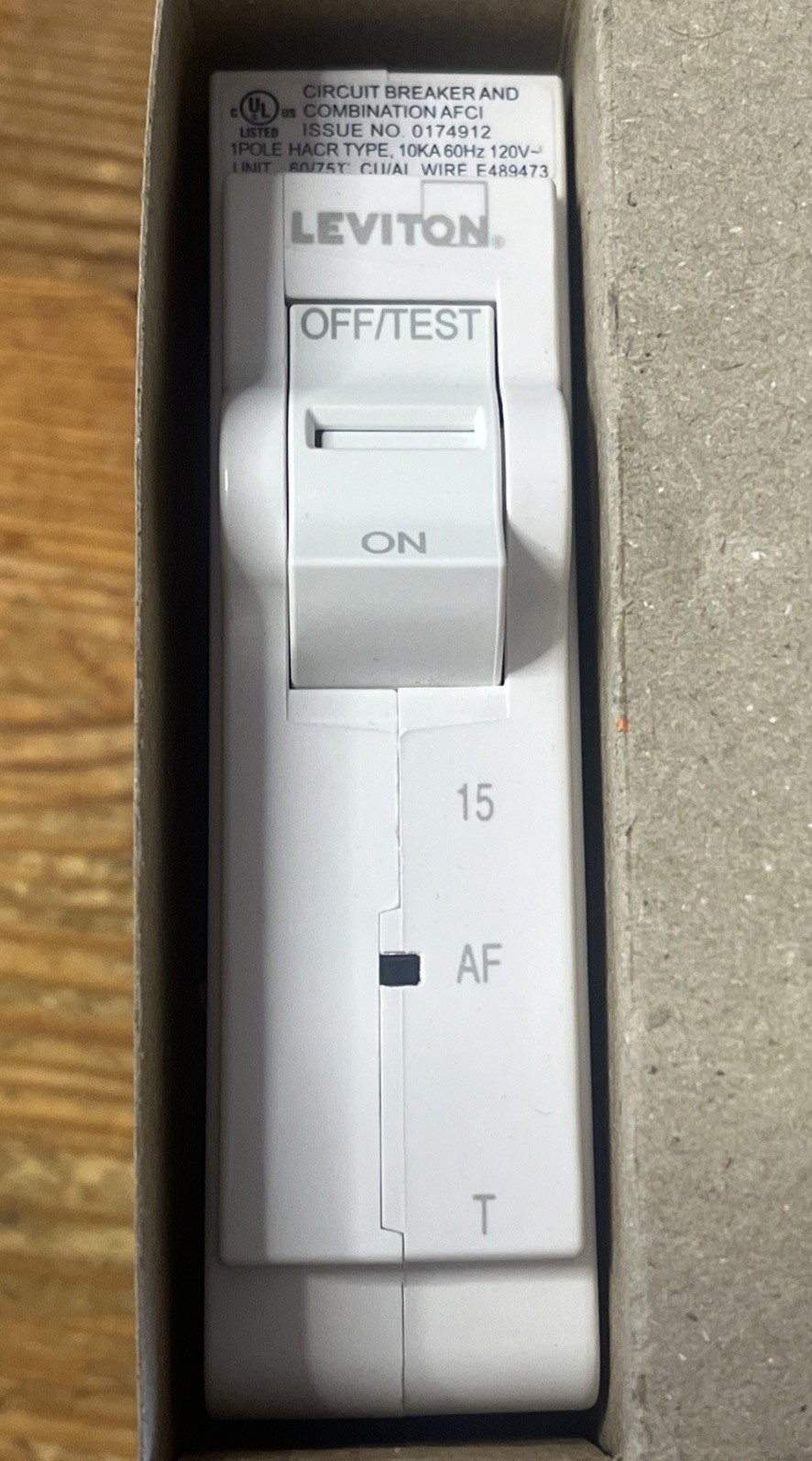 Leviton LB115-AFT 1-Pole Plug-In Circuit Breaker 15A 120V New