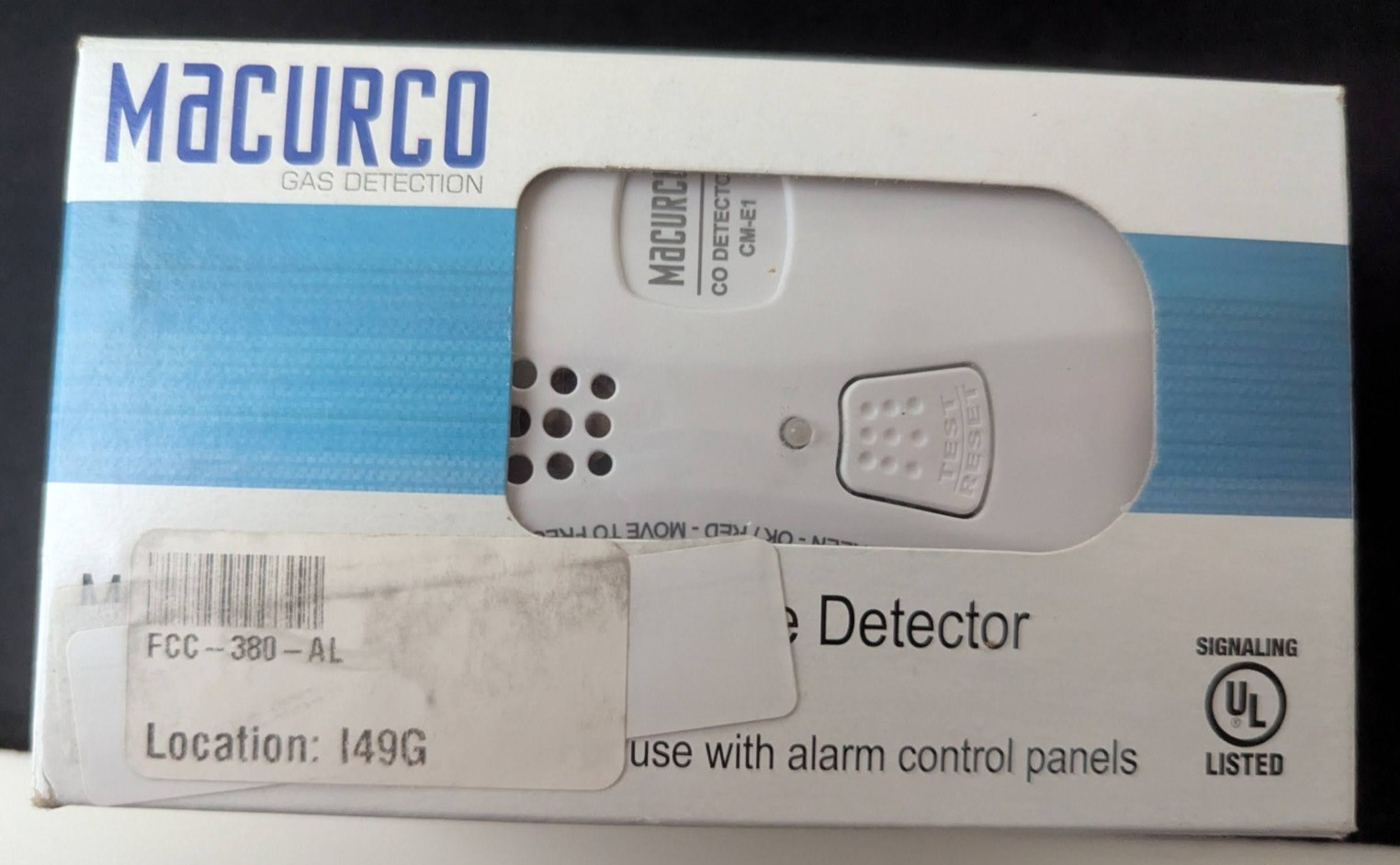 Macurco CM-E1 Carbon Monoxide Detector Gas detection for alarm control panels