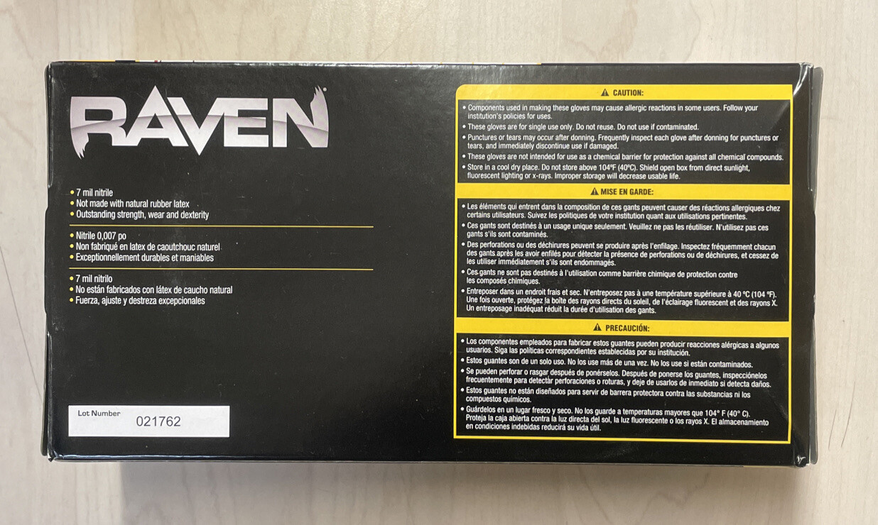 SAS Safety 66518 Raven Nitrile 6 Mil Large Disposable Gloves, Black – 100 Count