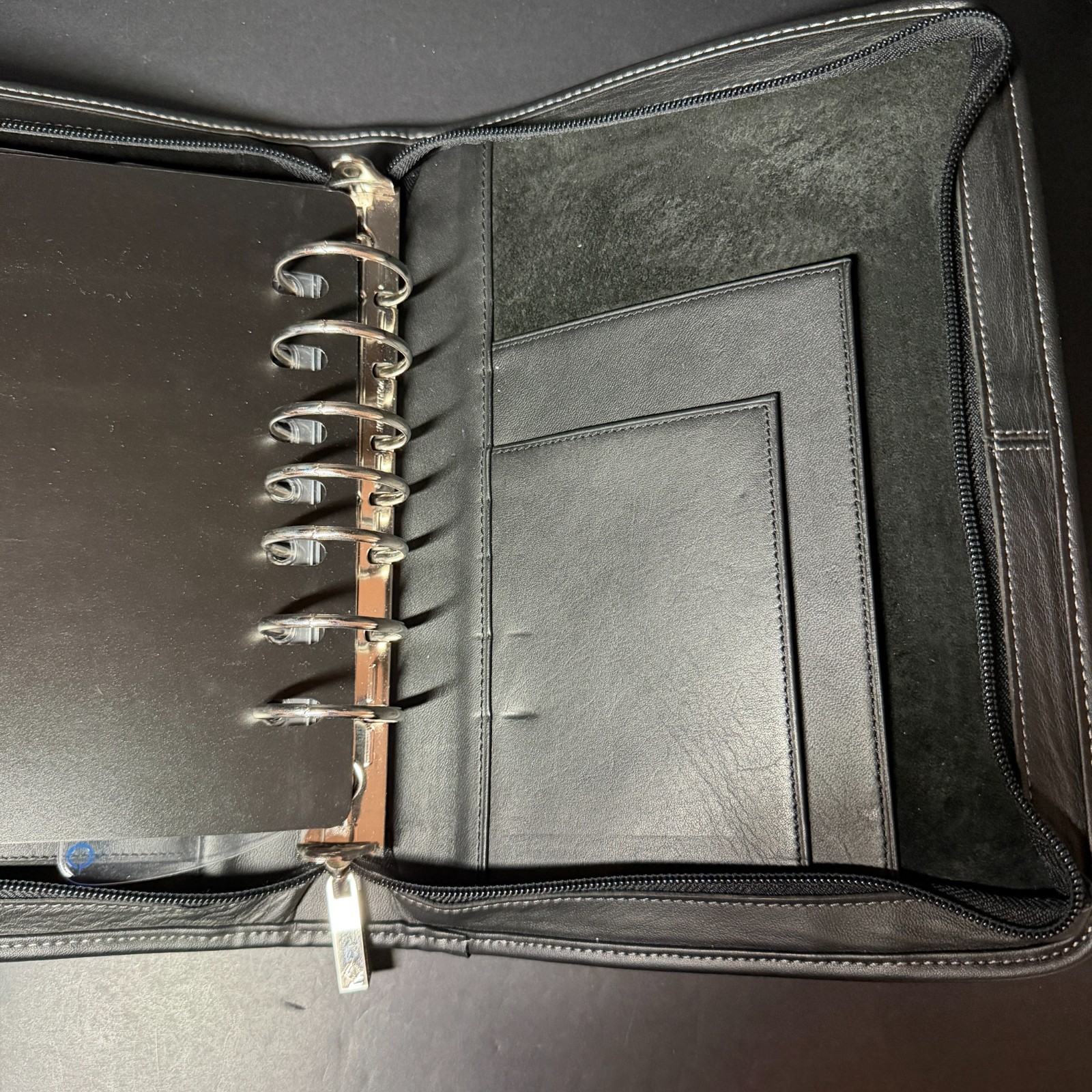 Black Leather Franklin Covey Zipper Agenda Planner, 8 x 10 1/2 inches