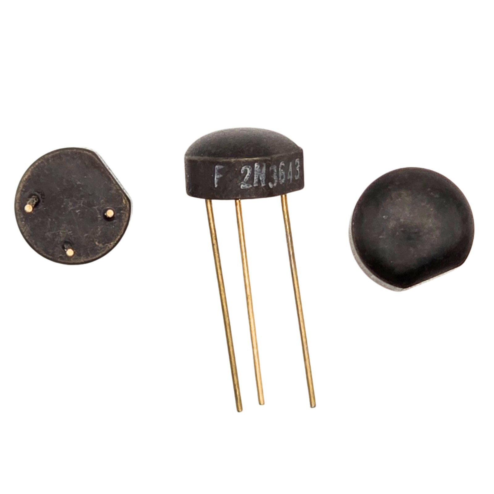 Lot of 5 Fairchild 2N3643 NPN Transistors TO-106 Gold Leads 30V 0.5A 150MHz