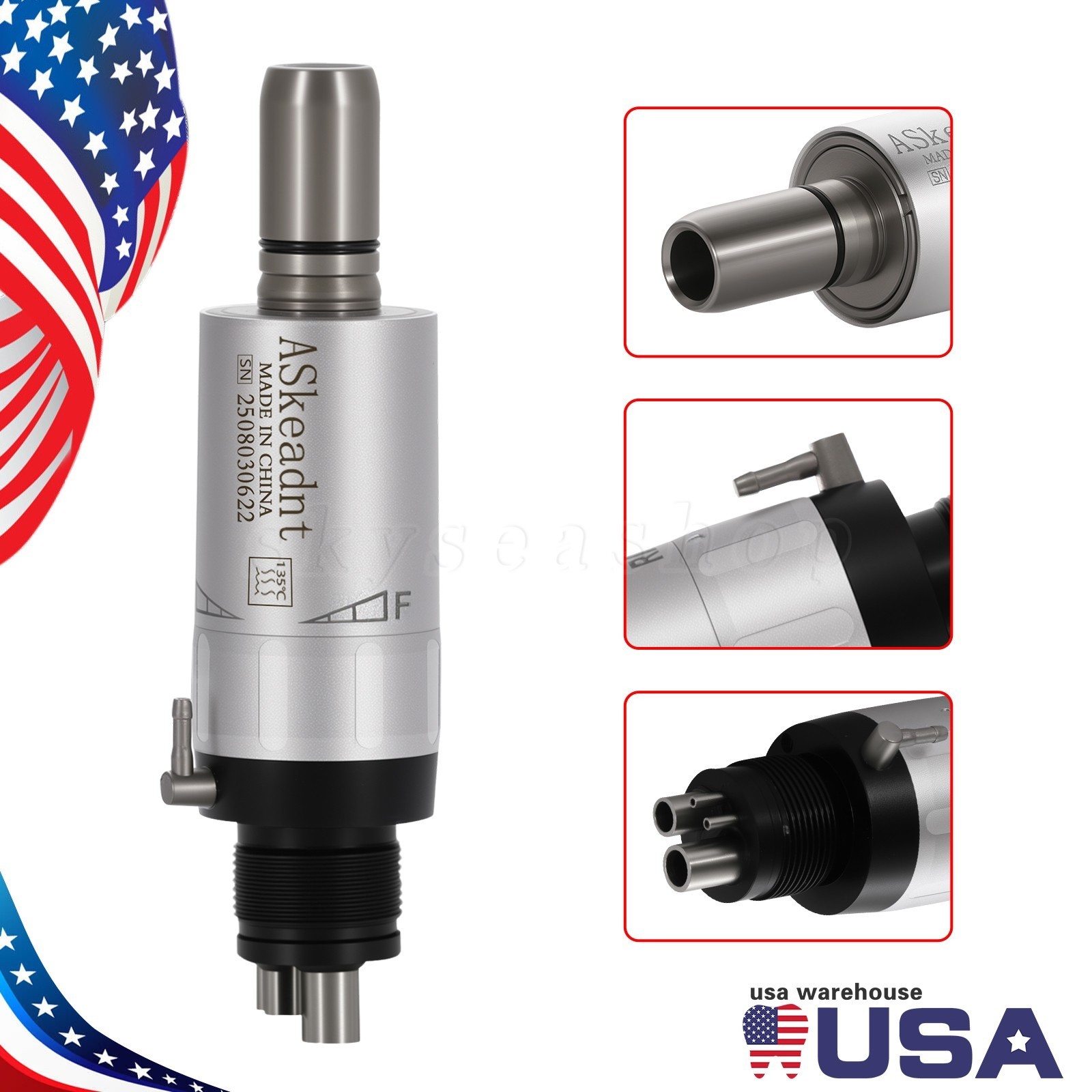 ASkeadnt Dental slow low Speed Handpiece Air Motor 4 Holes E-Type Connector FX