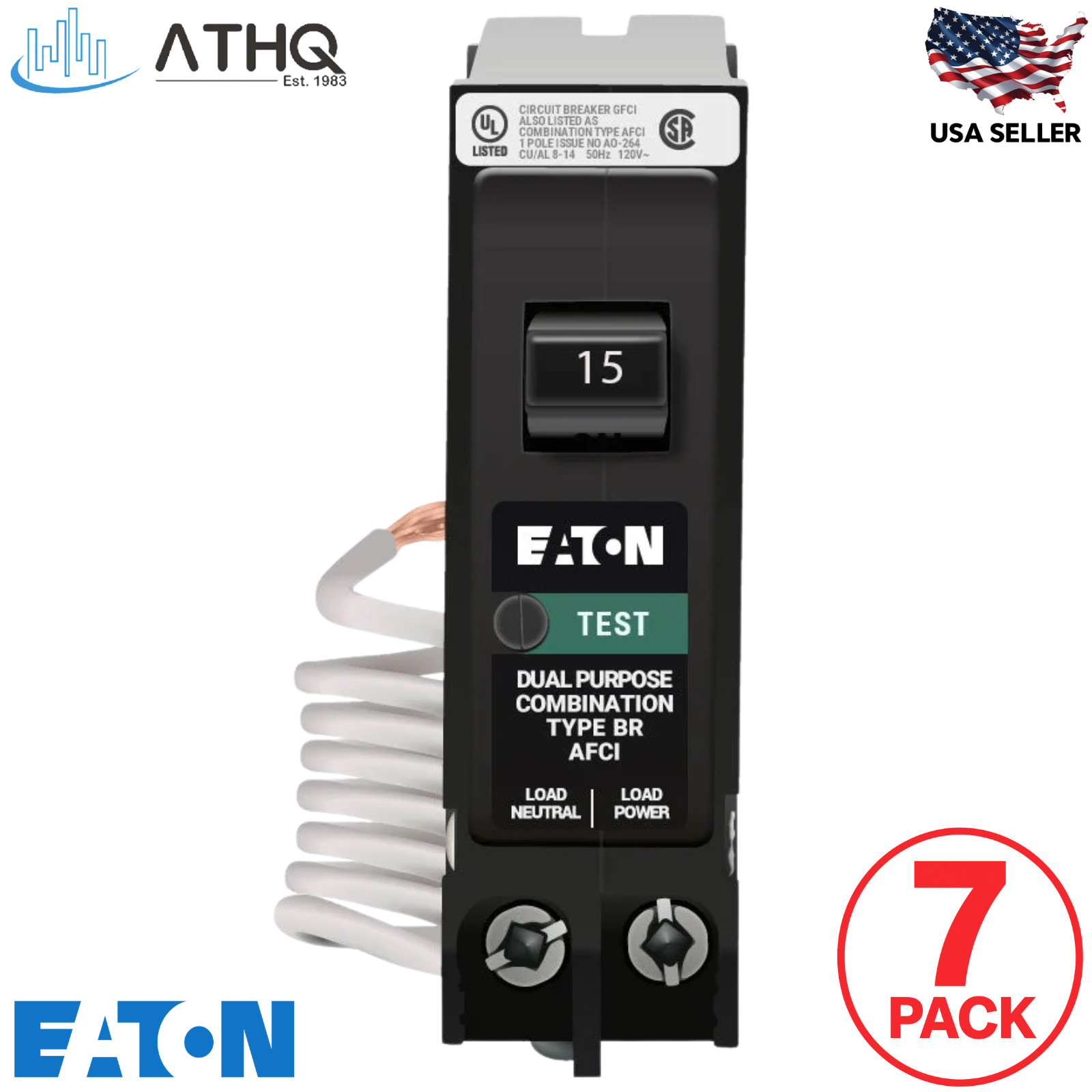 PACK OF 7 Eaton BRN115AF 15A 1-Pole Combination AFCI Arc Fault Breaker Type BR