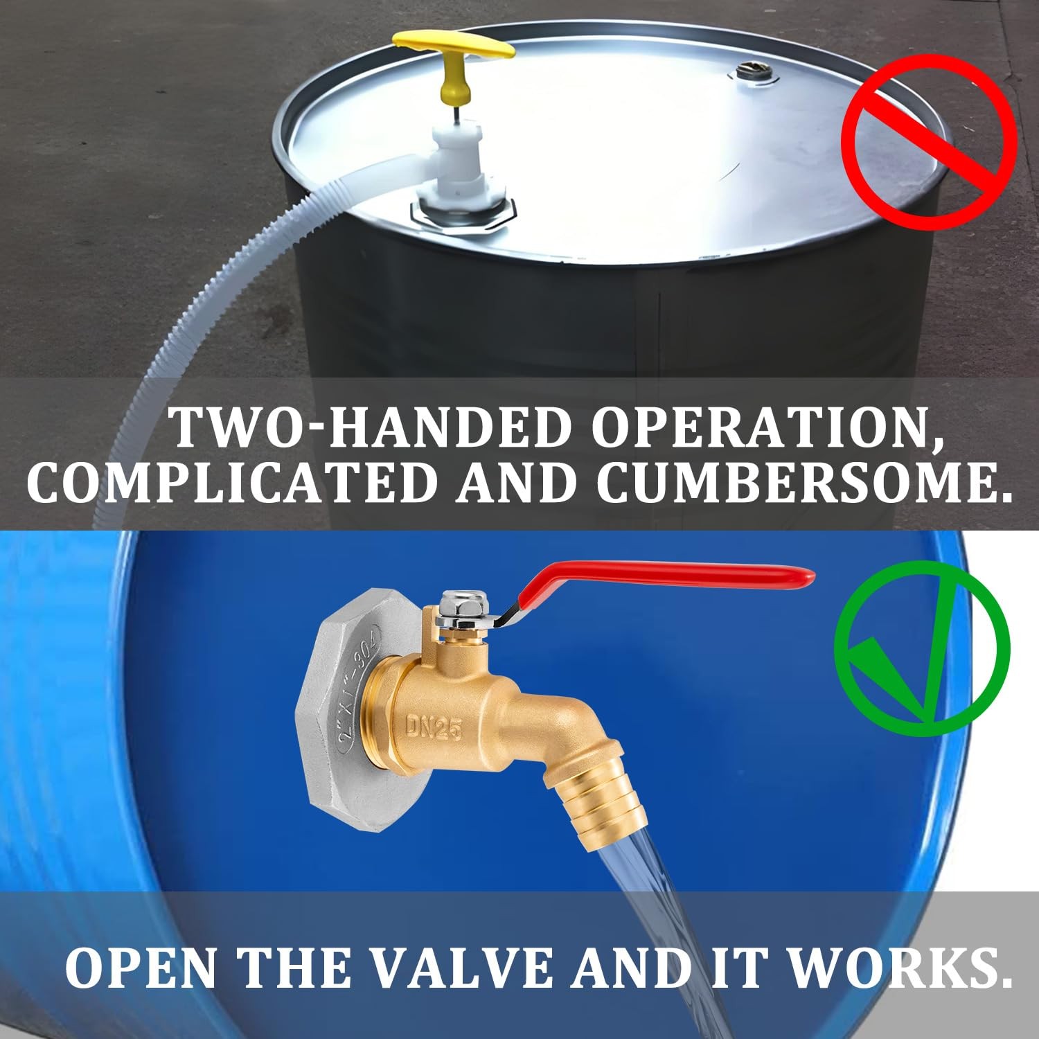 2″ Drum Faucet for 55 Gallon Drum, 1″ 2 ” to reducer, 45 degree-1Inch