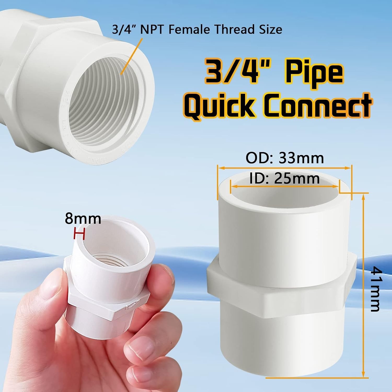 Versatile 10-Pack of 3/4» PVC Threaded Pipe Couplings – High-Quality Material