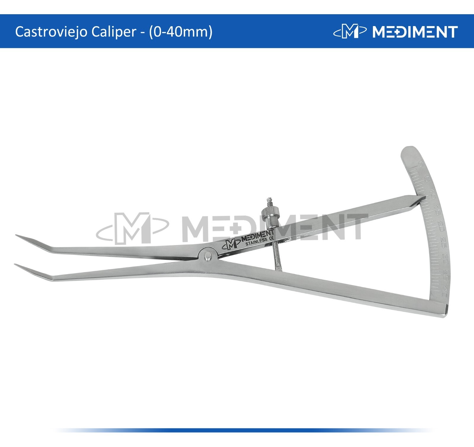 Angled Dental Castroviejo Bone Caliper Orthopedic Implant Measuring Gauge0-40mm