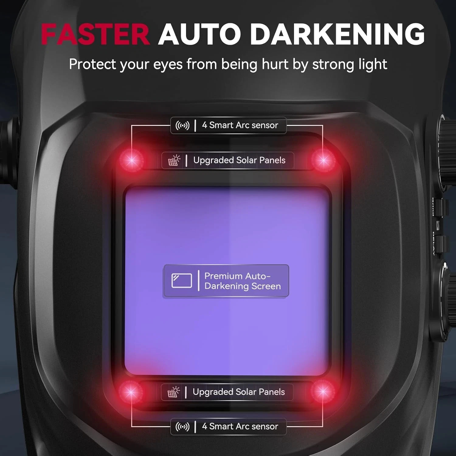 ARCCAPTAIN Solar Powered Auto Darkening Welding Helmet Large View True Color New