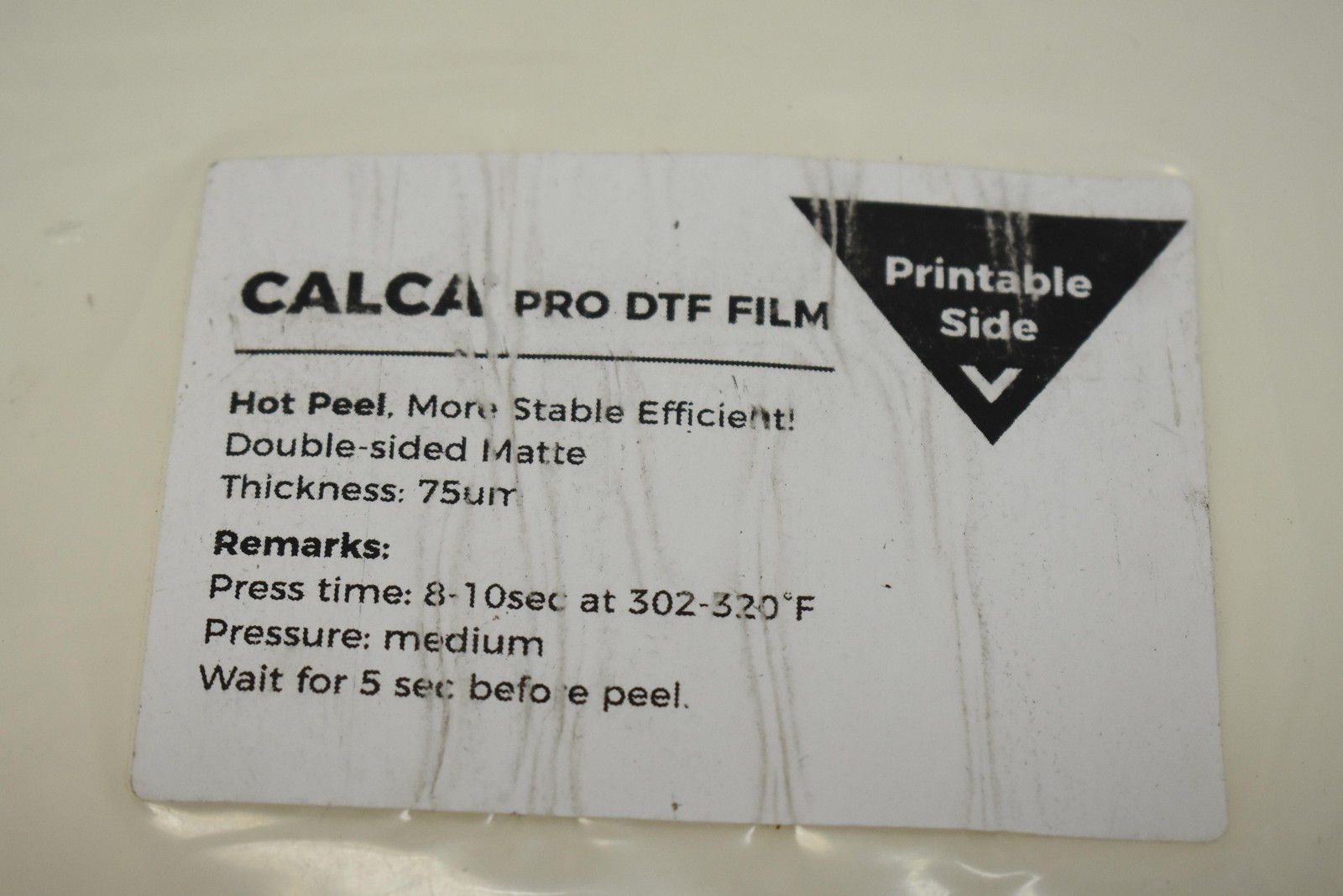 CALCA Pro DTF Film Double Sided Matte Hot Peel 75um Printable Transfer Sheets