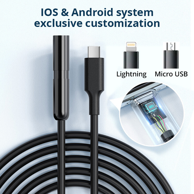 IP67 Waterproof 3in1 Endoscope 1080P 8 Adjustable LED 5M Flexible Snake Camera