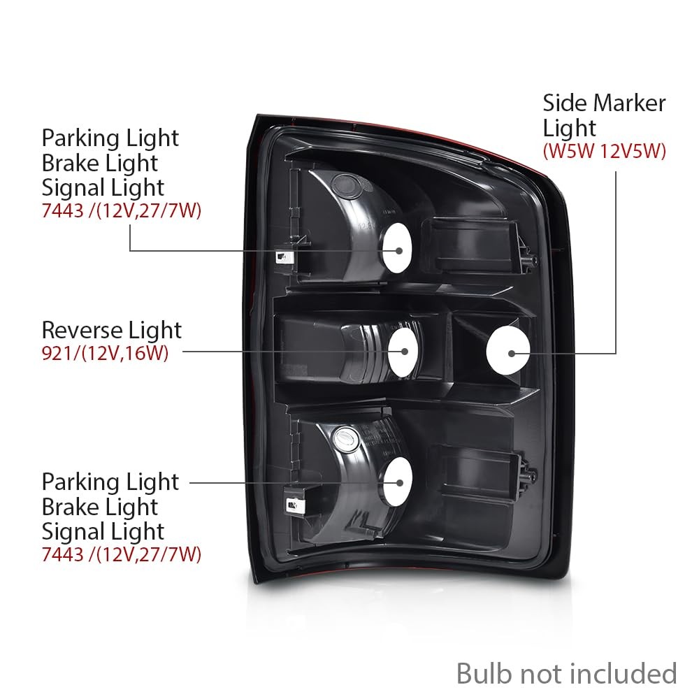 Tail Lights w/o Bulbs for GMC Sierra 1500 14-18 2500/3500 HD 15-19 Red Lens