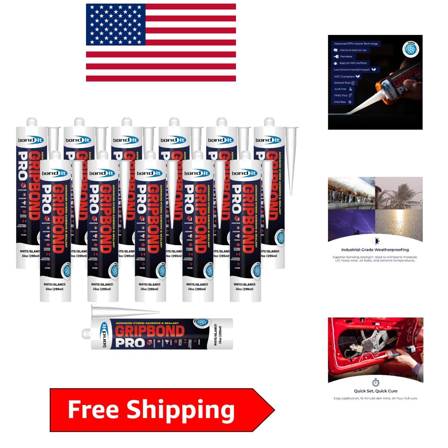 Gripbond PRO: Paintable Waterproof Hybrid Sealant & Adhesive – Multi-Surface Use