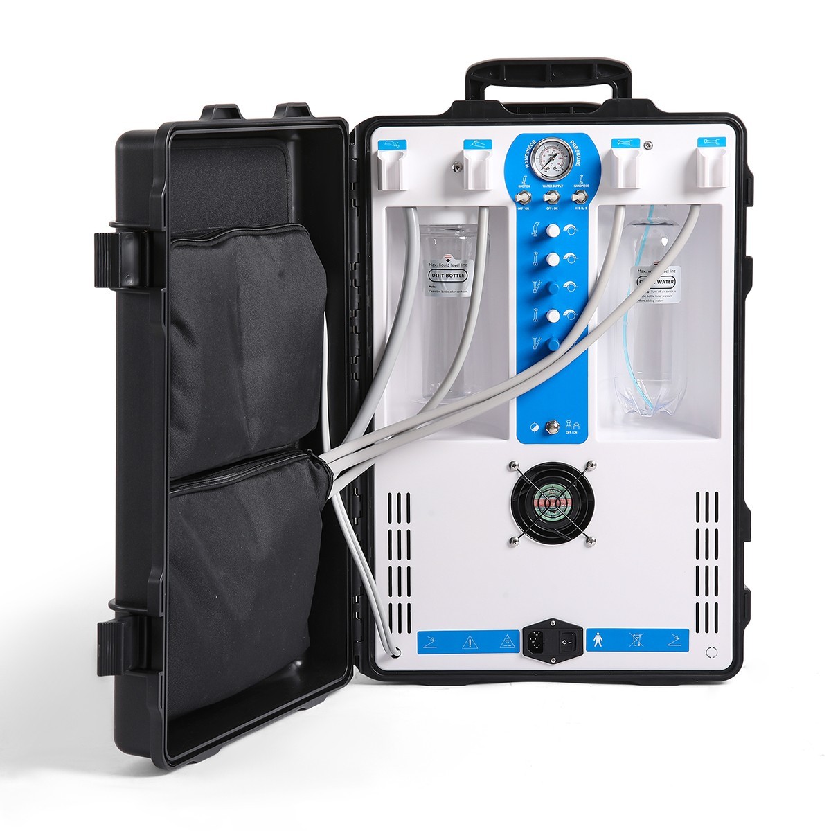 Portable Dental Delivery Unit System 4Hole Air Compressor Suction Case Cart