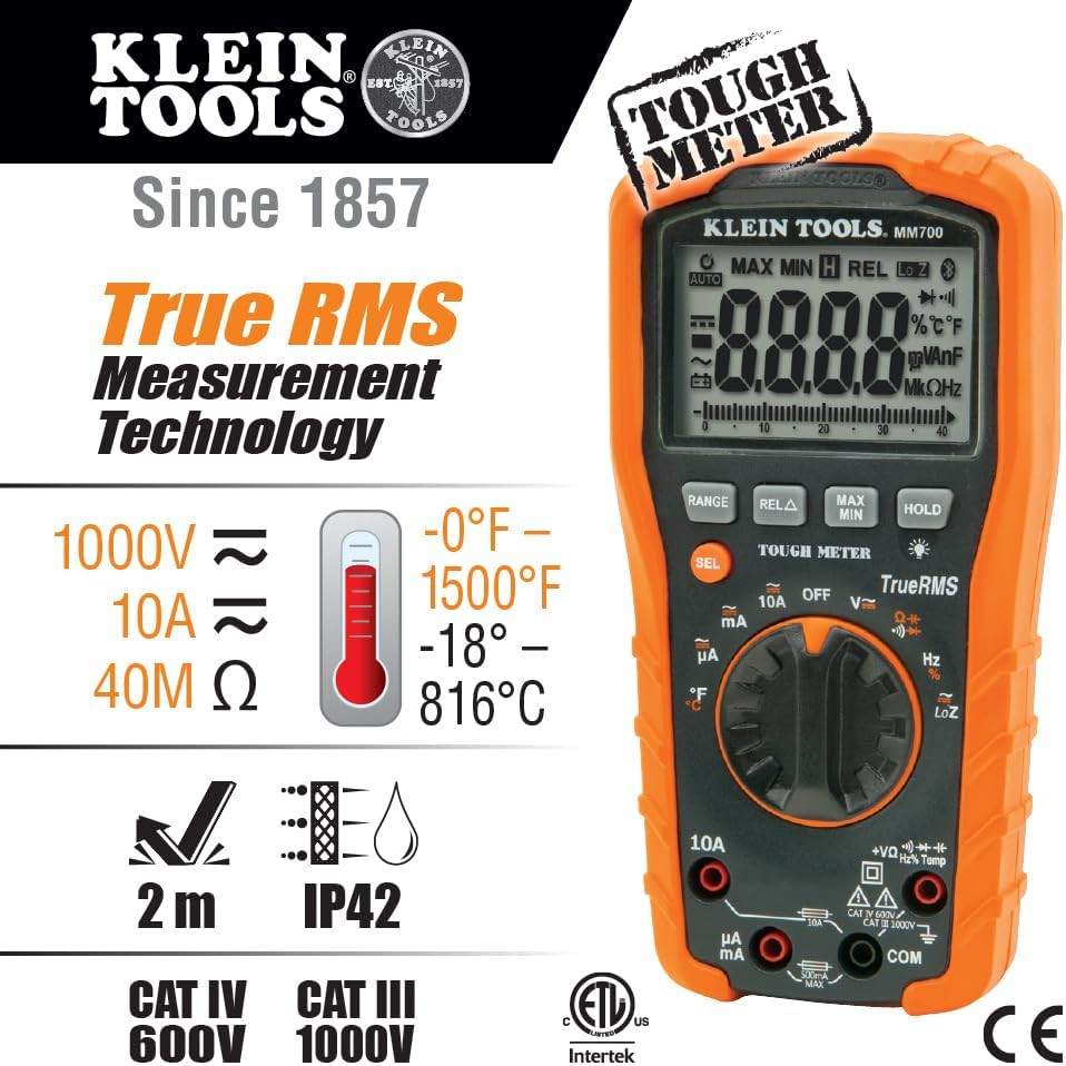 MM700 Multimeter, Auto-Ranging, TRMS, AC/DC Voltage and Current, Lo