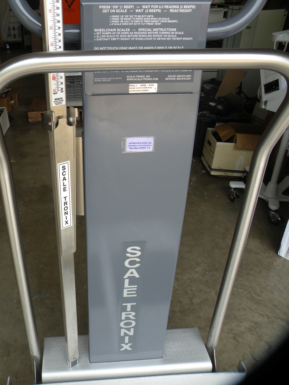SCALE TRONIX 6702 MEDICAL WHEELCHAIR PLATFORM SCALE W/ HEIGHT MEASUREMENT BAR