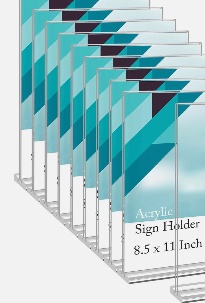EHWINE Acrylic Sign Holder 8.5 X 11, 6 Pack Double-Sided Stand up Table Top Sig
