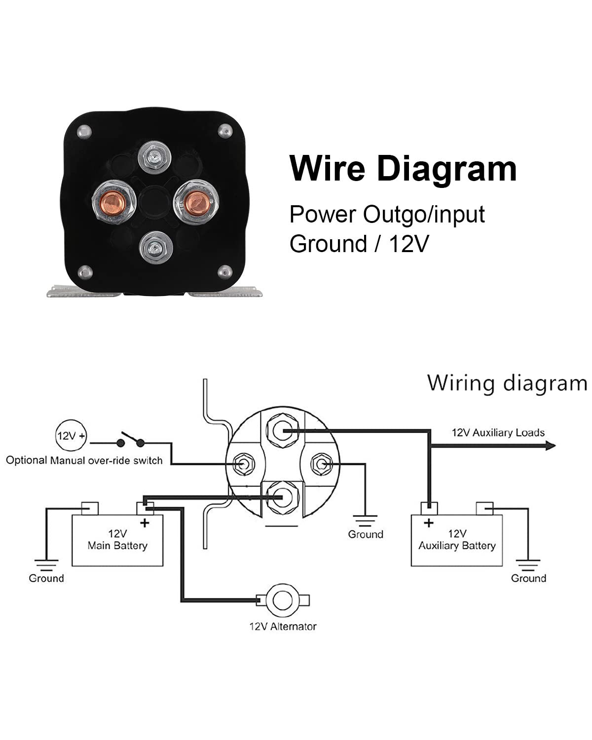 500A 12V Battery Isolator Relay Solenoid Continuous Duty For Dual Battery